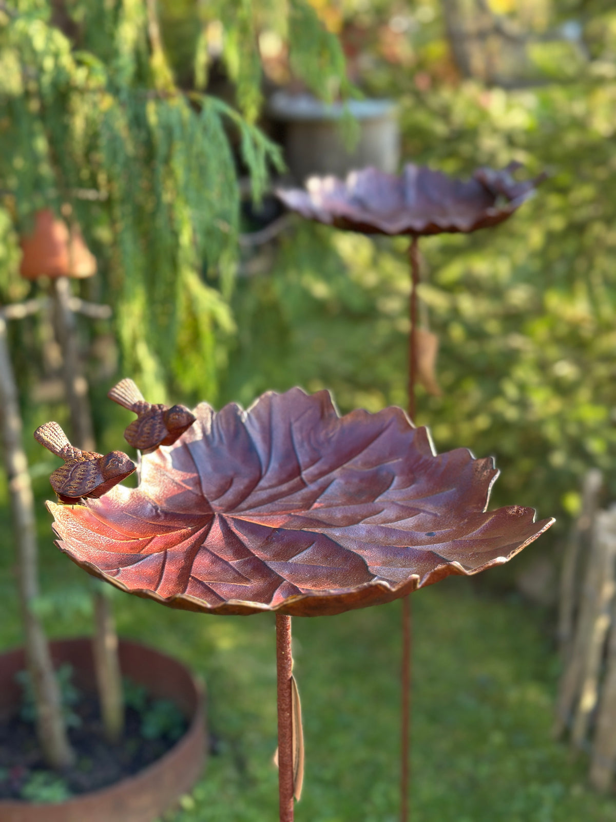 Blatt/ Vogelfutterhalter/ Stecker aus Metall, Shabby