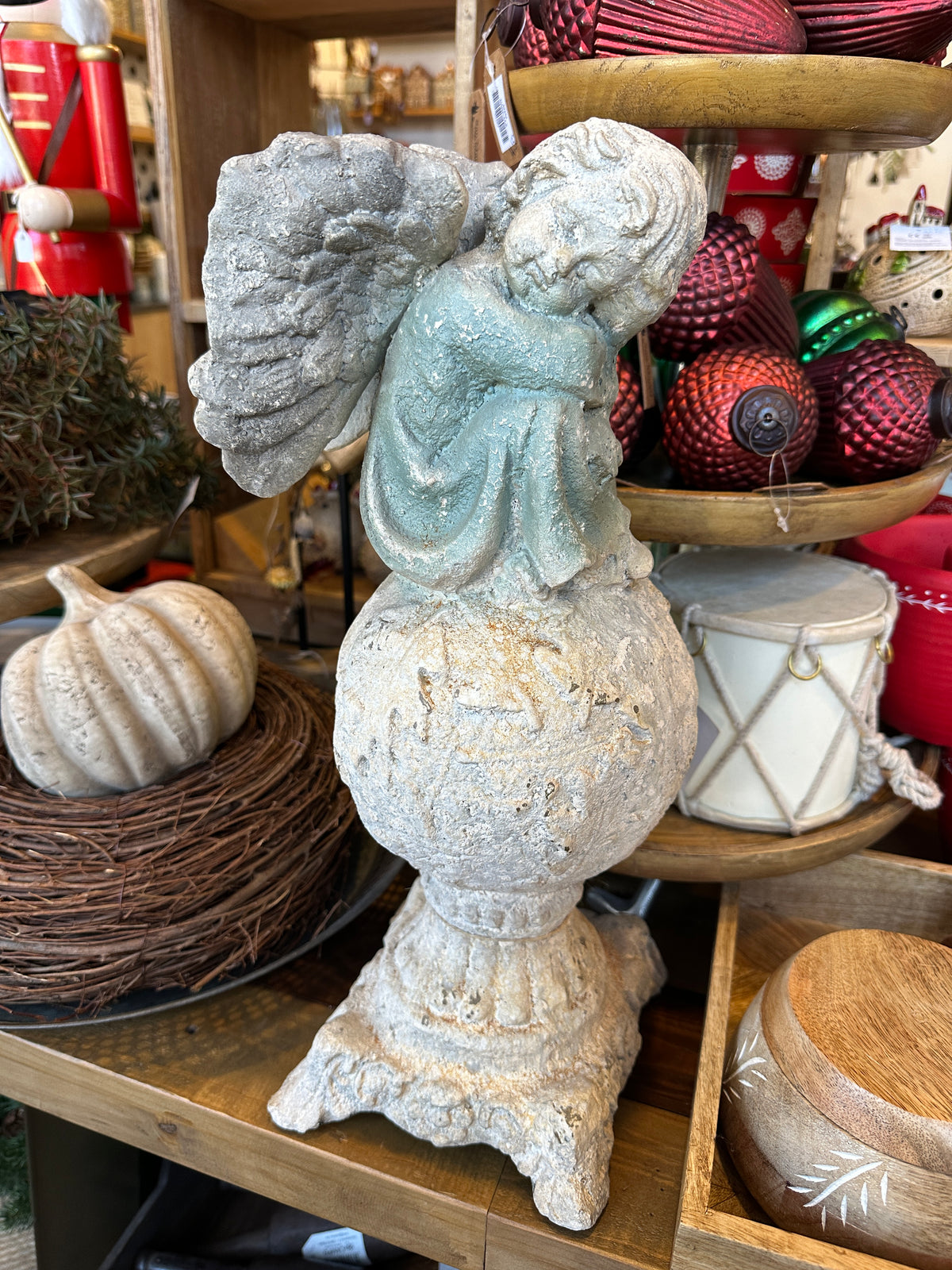 Engel aus Beton, Shabby/ Antik H: 43cm