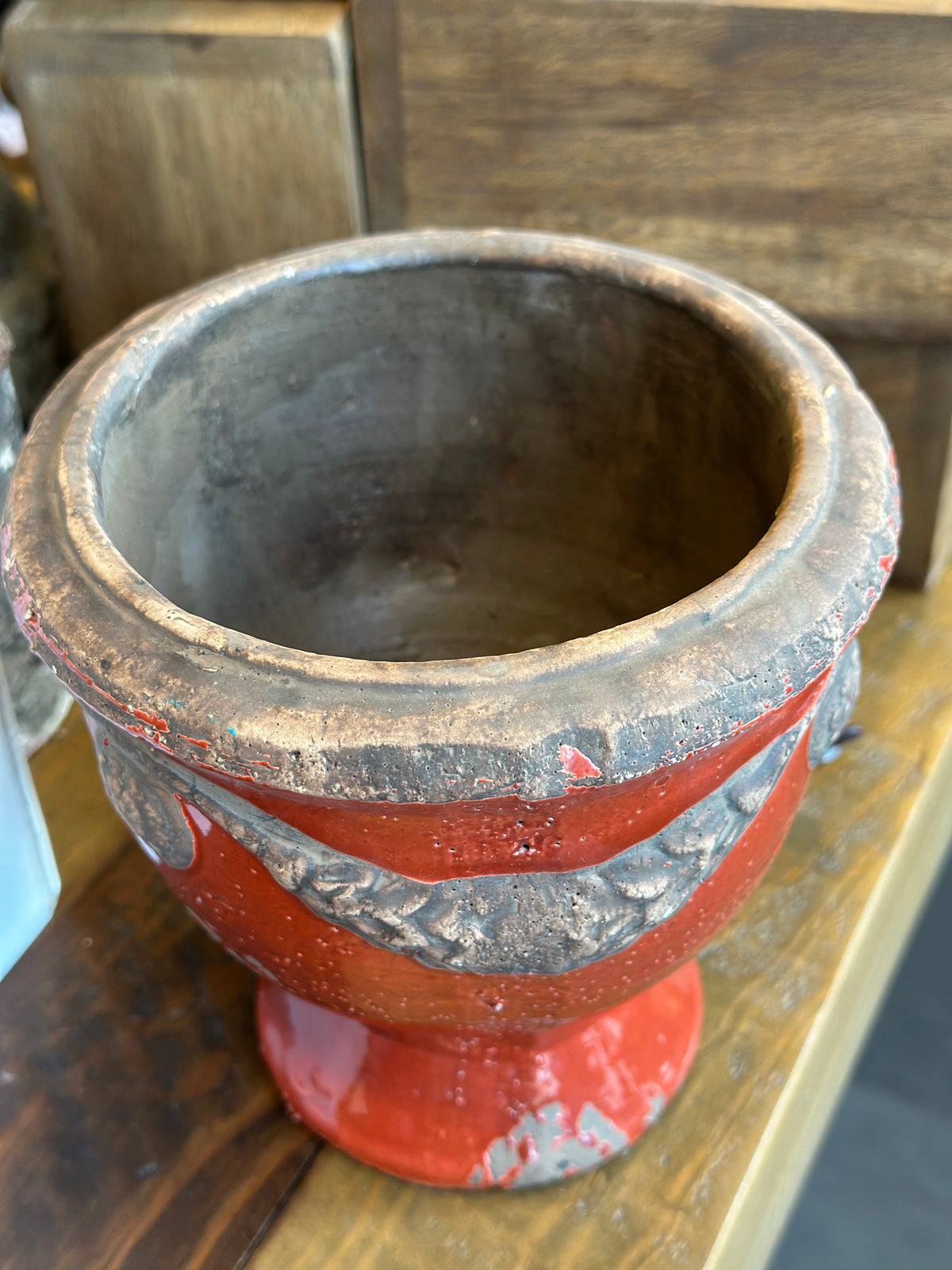 Blumentopf Terakota, antik rot glasiert
