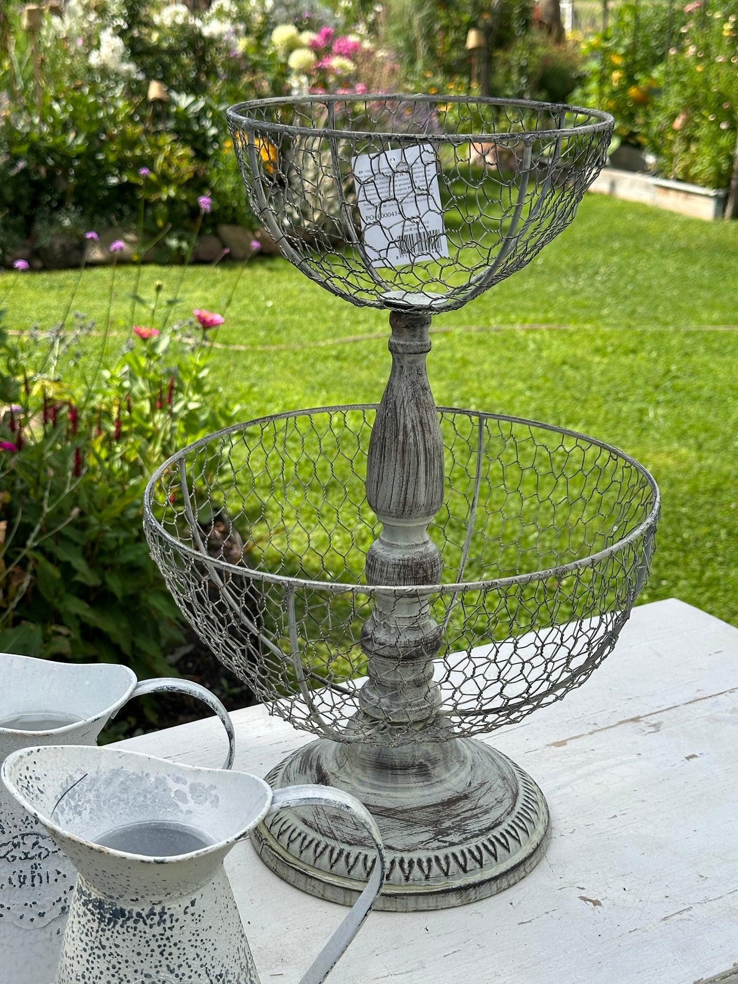 Etagere antik weiß/ grau, Metall 30x44cm
