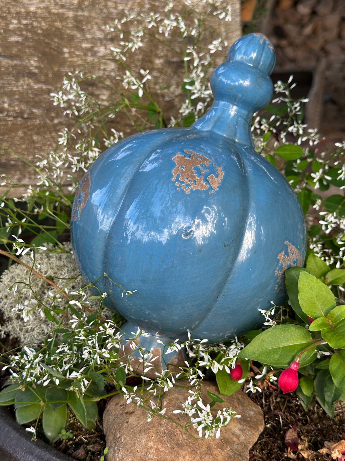 Kugel/ Deko Kugel Steingut, antikblau