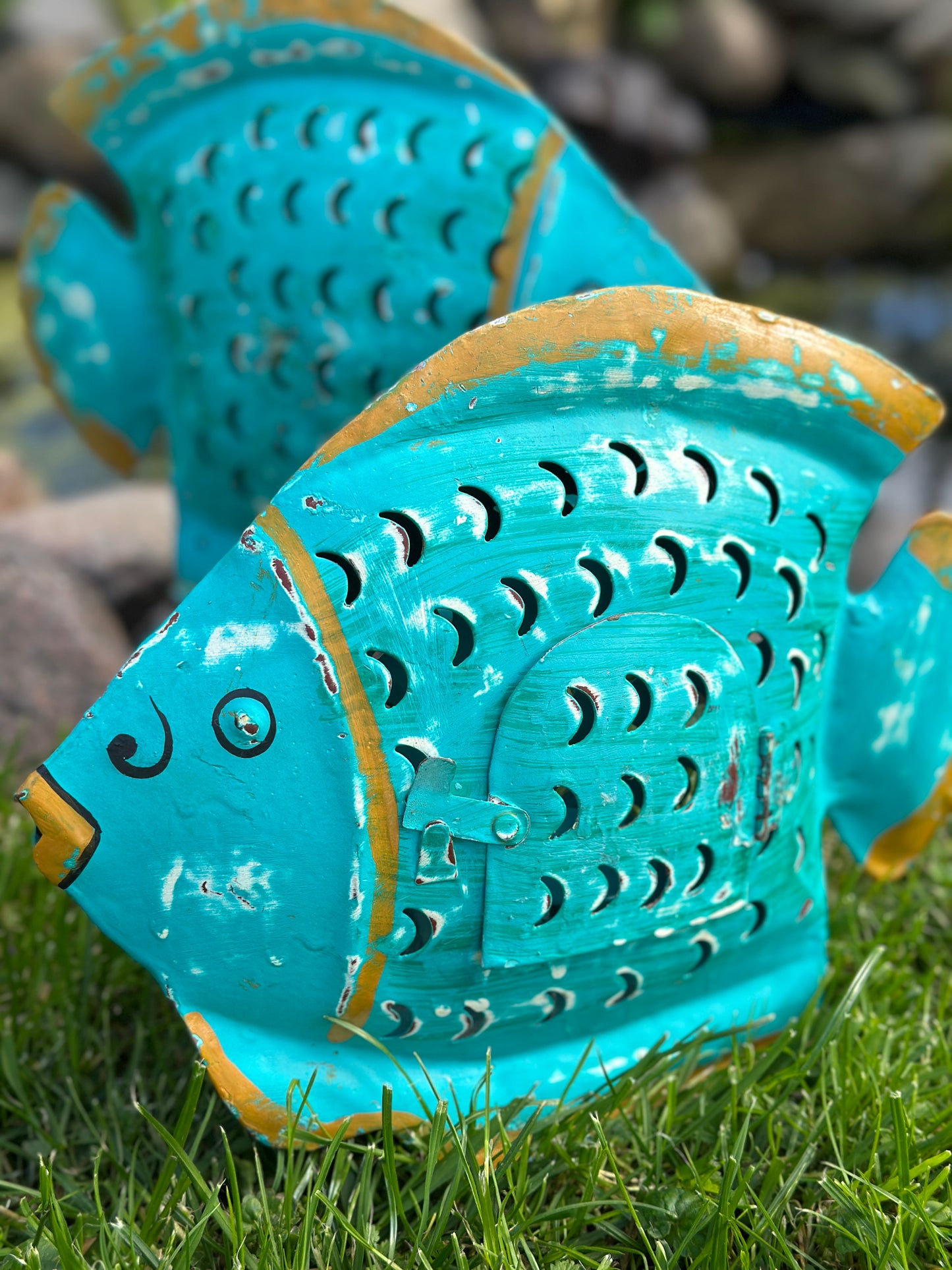 Fisch aus Metall, Kerzenhalter/ Teelicht