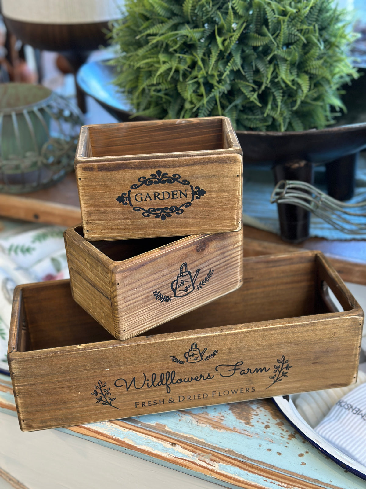 Holz- Kasten Set/3 Shabby