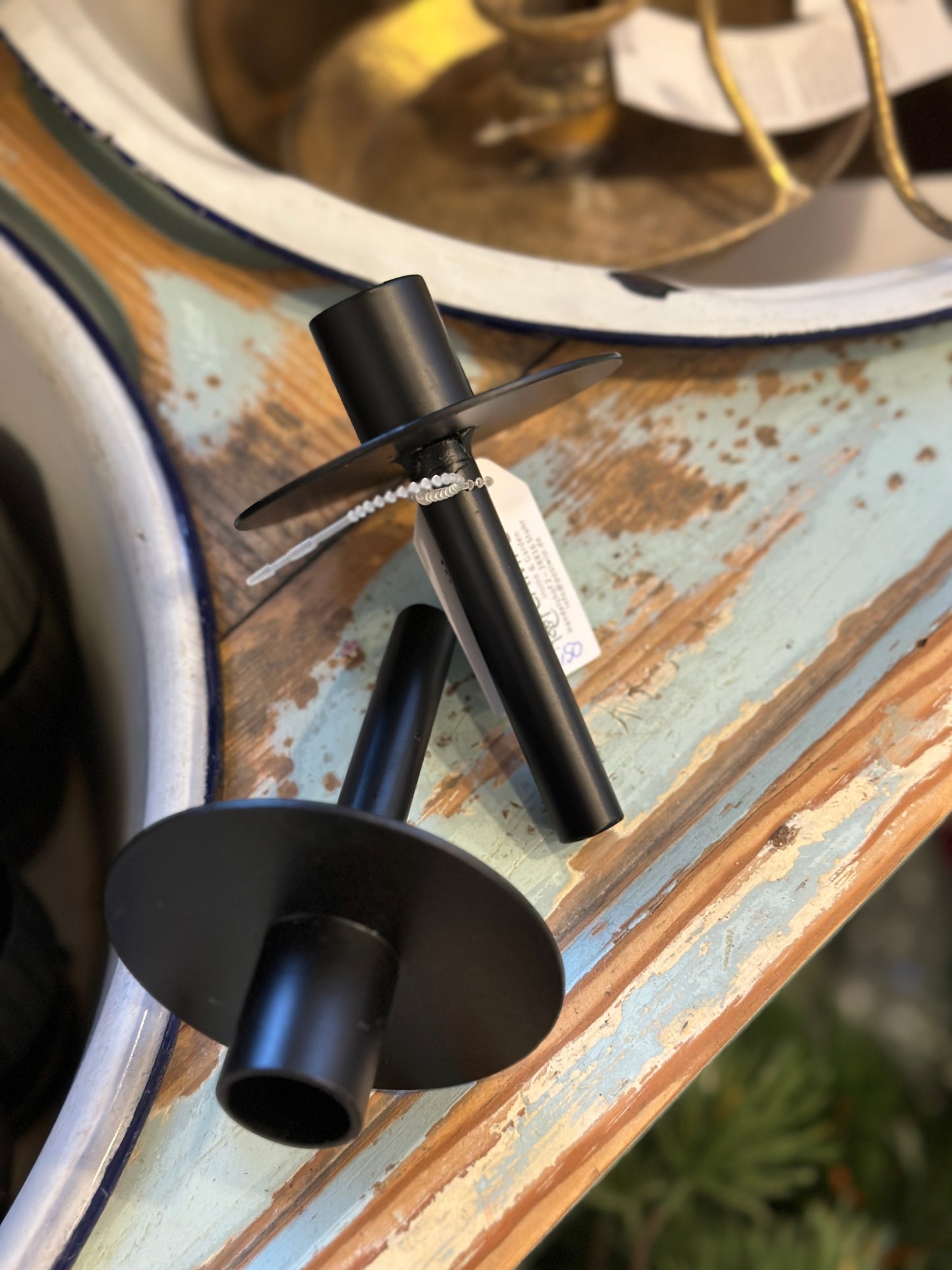 Kerzenhalter/ Flaschen-Kerzen-Halter, schwarz aus Metall
