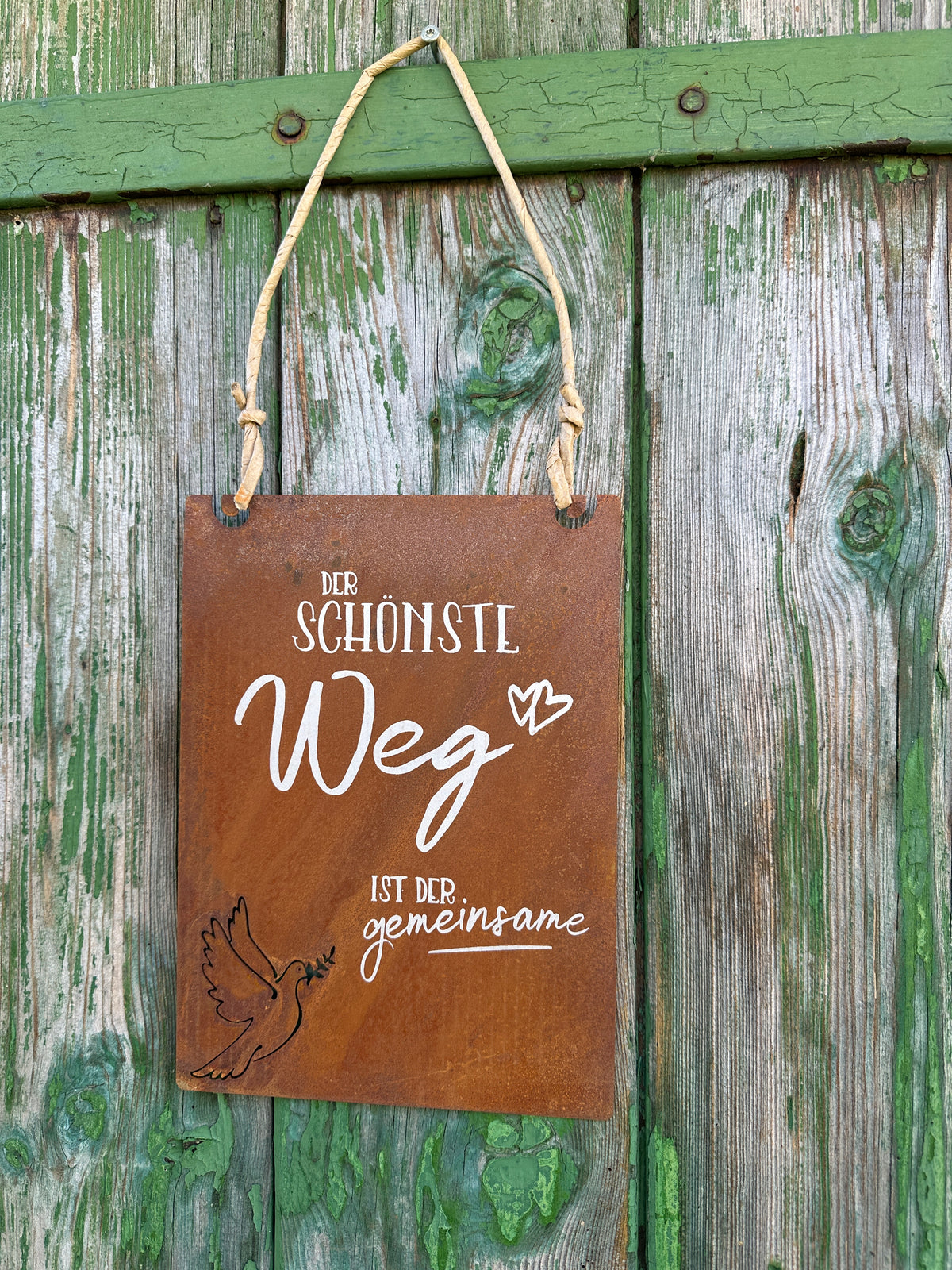 Tafel mit Kordel & Beschriftung 25x18cm. Der Schönste Weg ist der gemeinsame