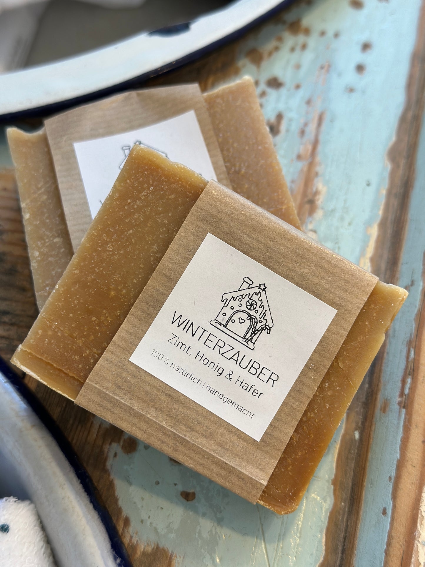 Seife Winterzauber Naturseife, Zimt, Honig & Hafer 100% natürliche, handgemachte Naturseife