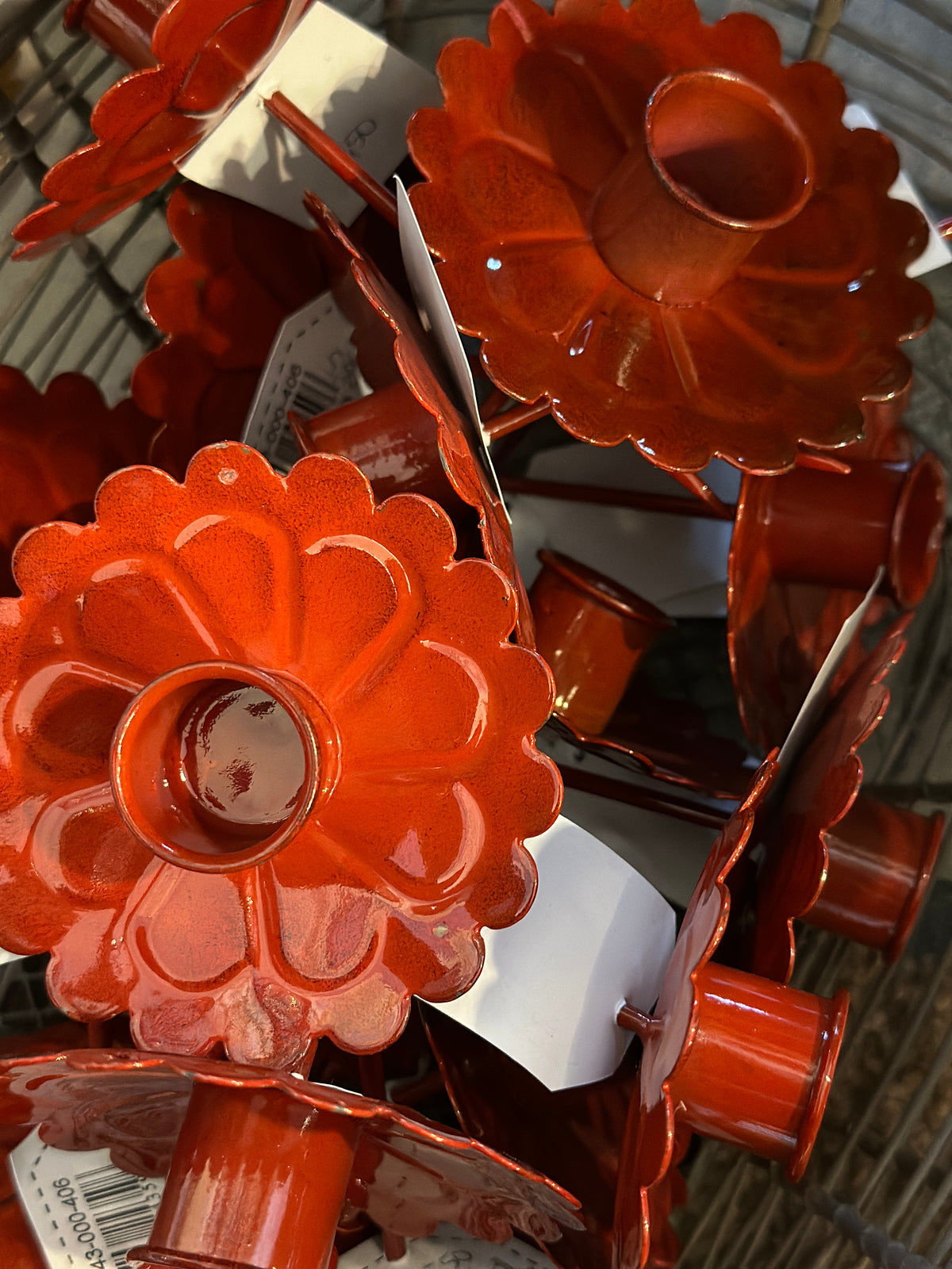 Kerzenstecker, Metall, rot