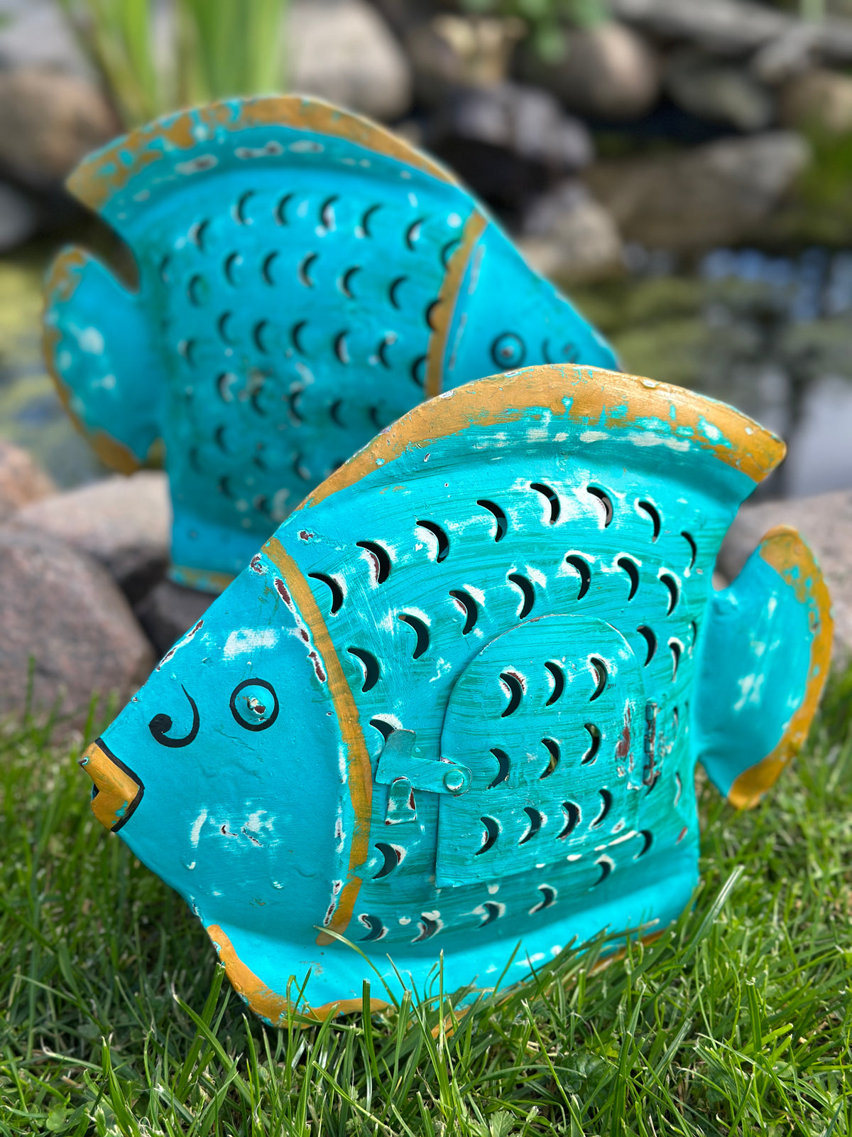 Fisch aus Metall, Kerzenhalter/ Teelicht