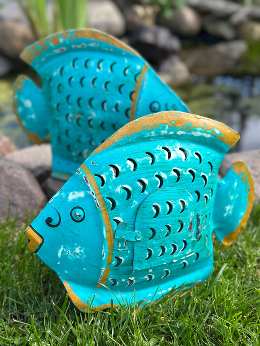 Fisch aus Metall, Kerzenhalter/ Teelicht