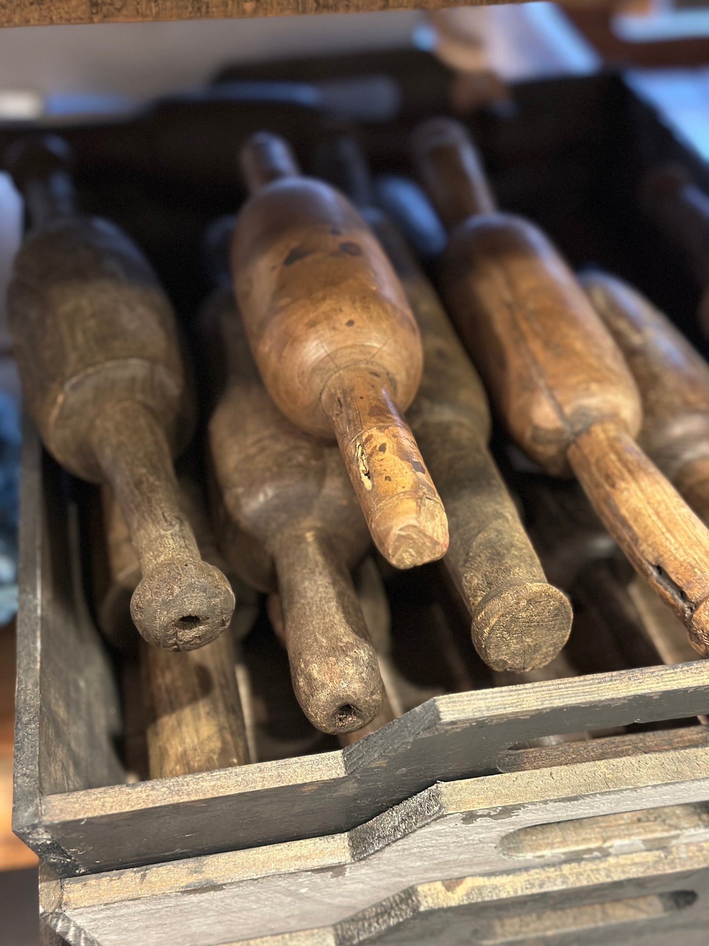 Alte Holz Spindel, jedes Teil ein Unikat.