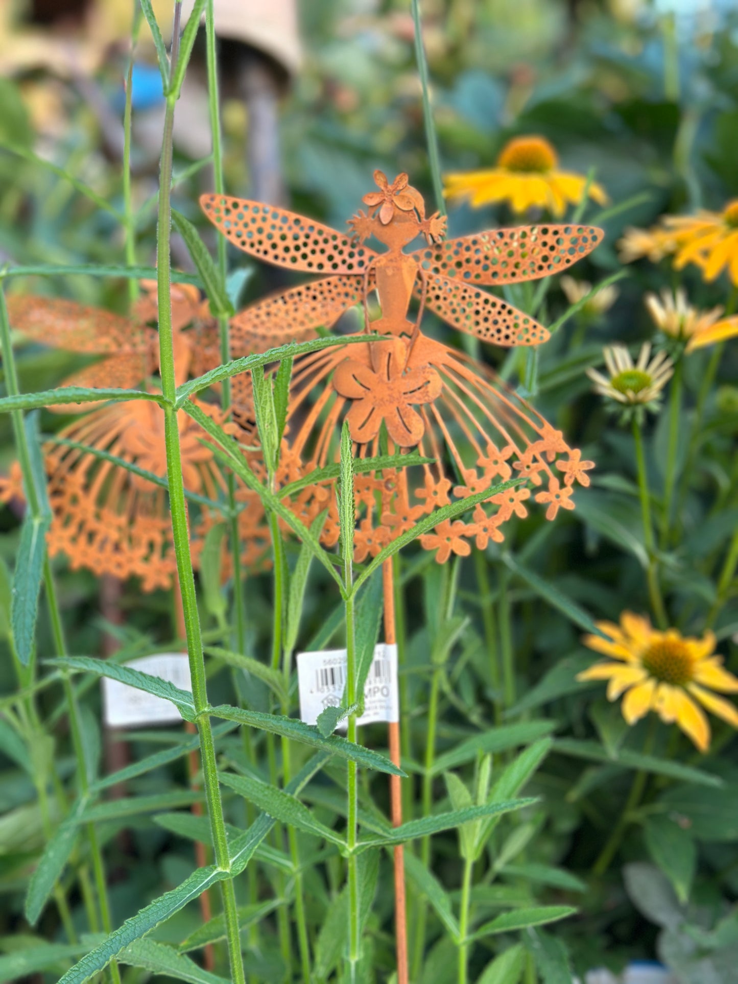 Fee/ Figur Blumen Mädchen, Schmetterling, Stecker Rost
