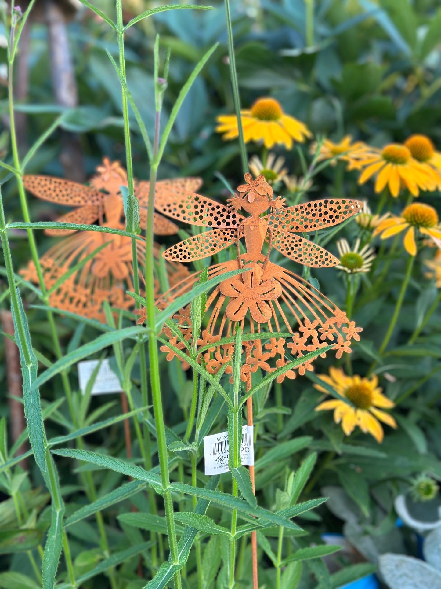 Fee/ Figur Blumen Mädchen, Schmetterling, Stecker Rost