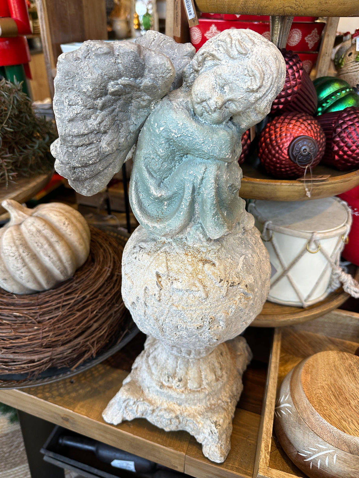 Engel aus Beton, Shabby/ Antik H: 43cm
