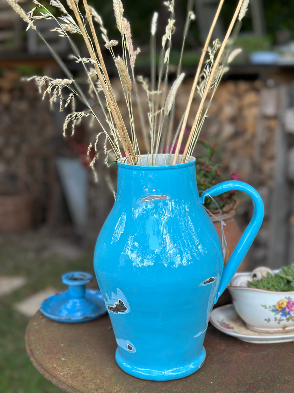 Krug/ Vase, Metall in Shabby Optik