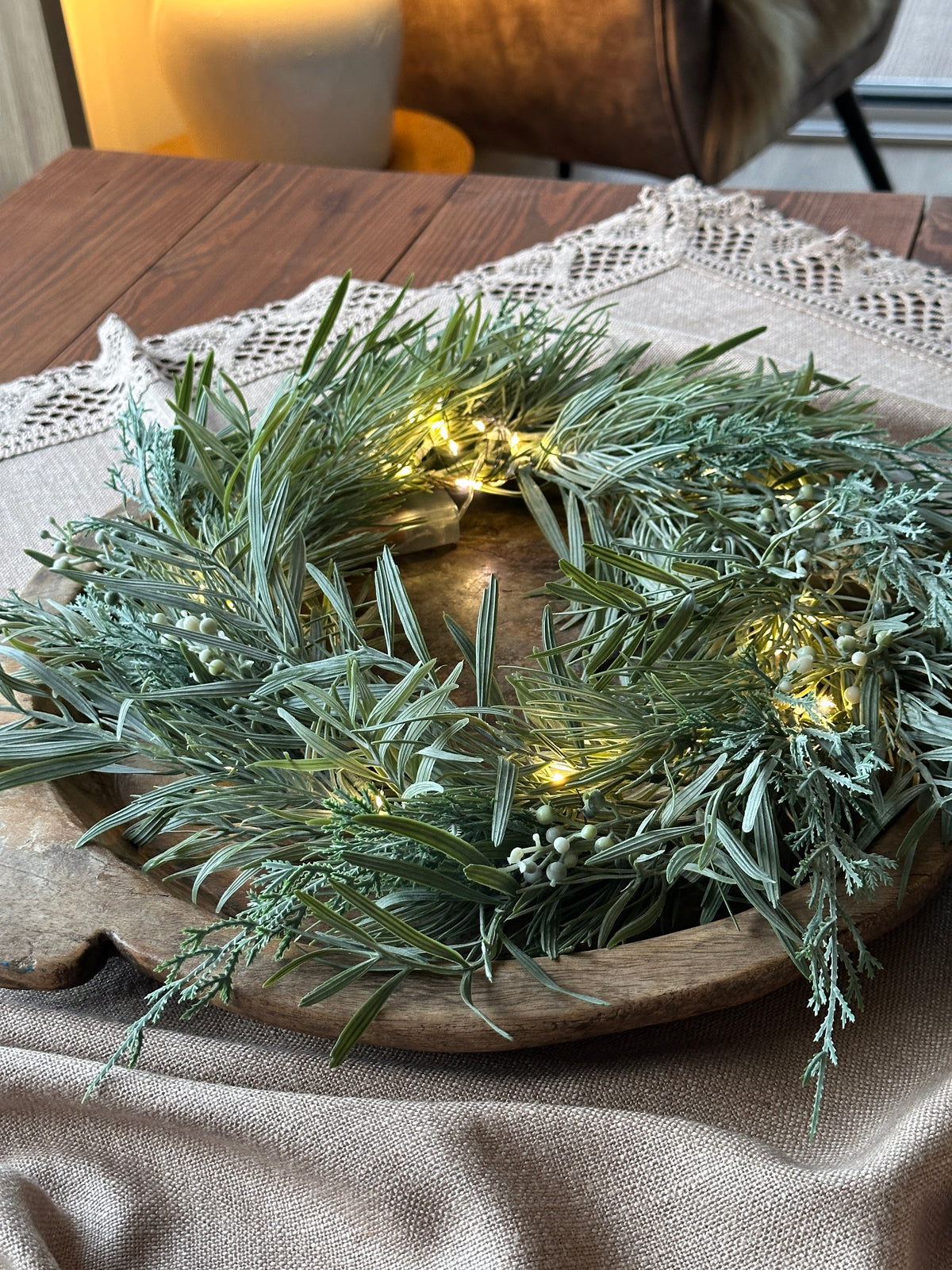 Kranz Kunst D: 40cm mit LED Licht und Timer