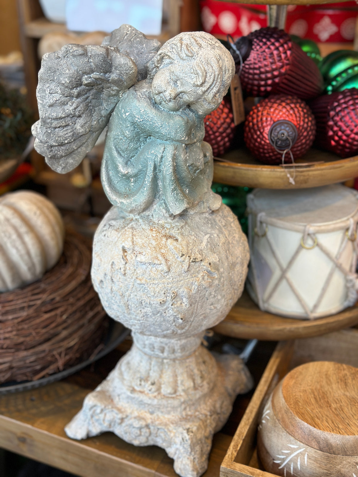 Engel aus Beton, Shabby/ Antik H: 43cm