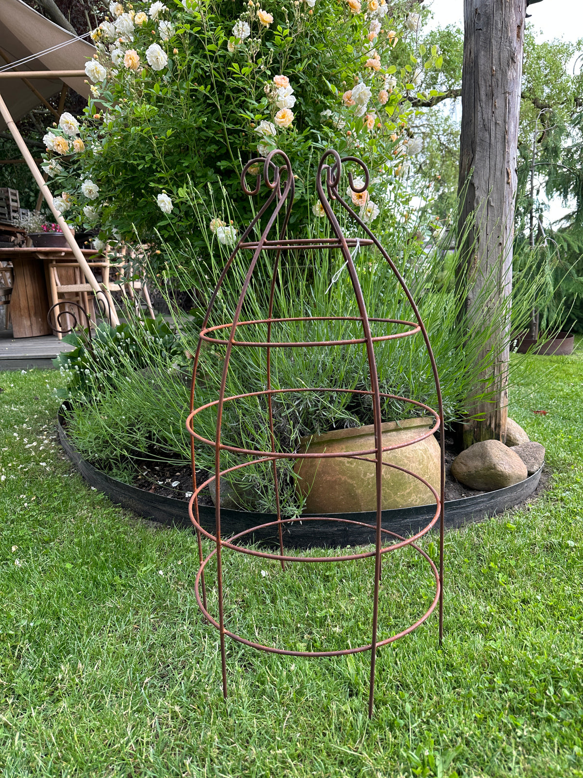 Blumenstütze/ Rankhilfe groß aus Eisen echtrost