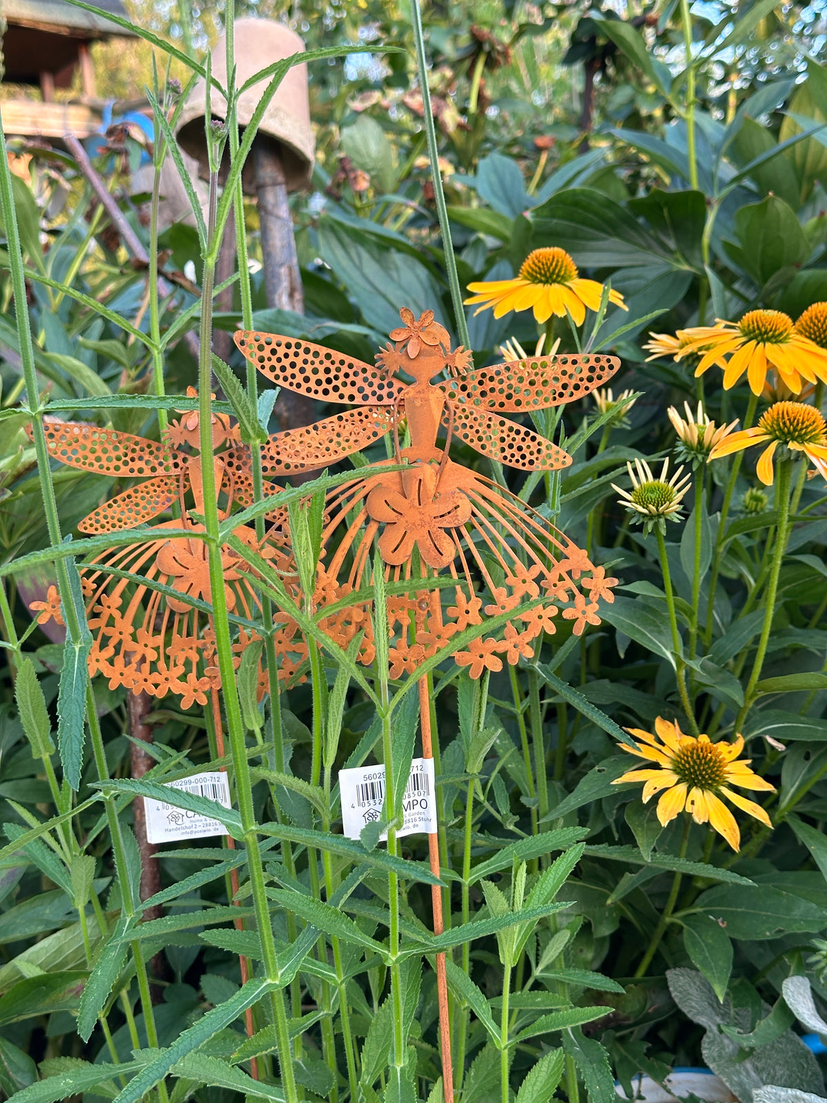Fee/ Figur Blumen Mädchen, Schmetterling, Stecker Rost