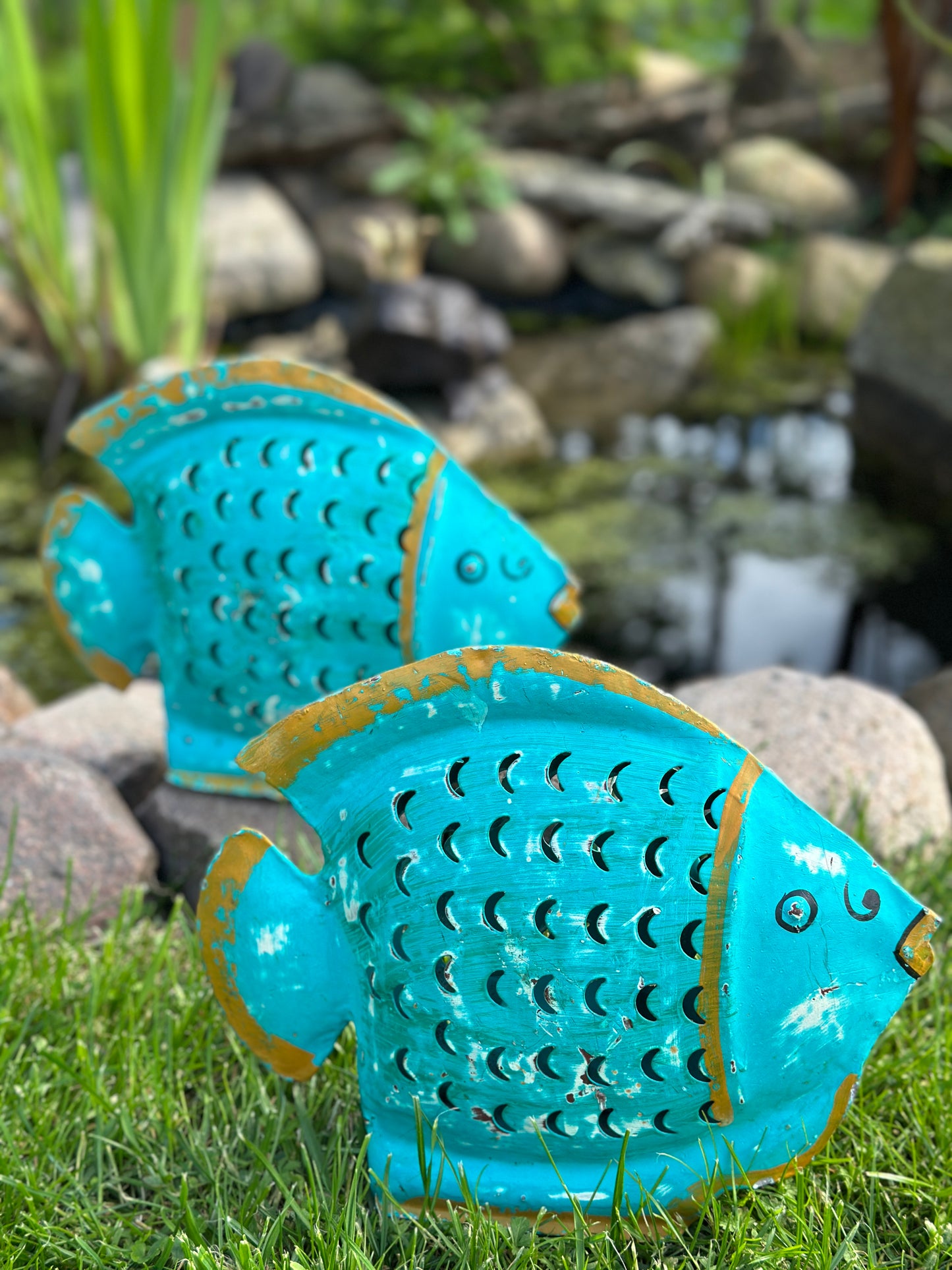 Fisch aus Metall, Kerzenhalter/ Teelicht