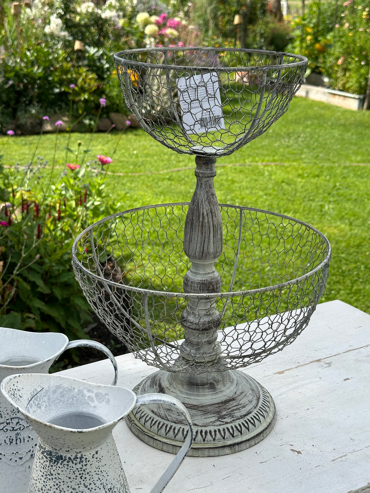 Etagere antik weiß/ grau, Metall 30x44cm