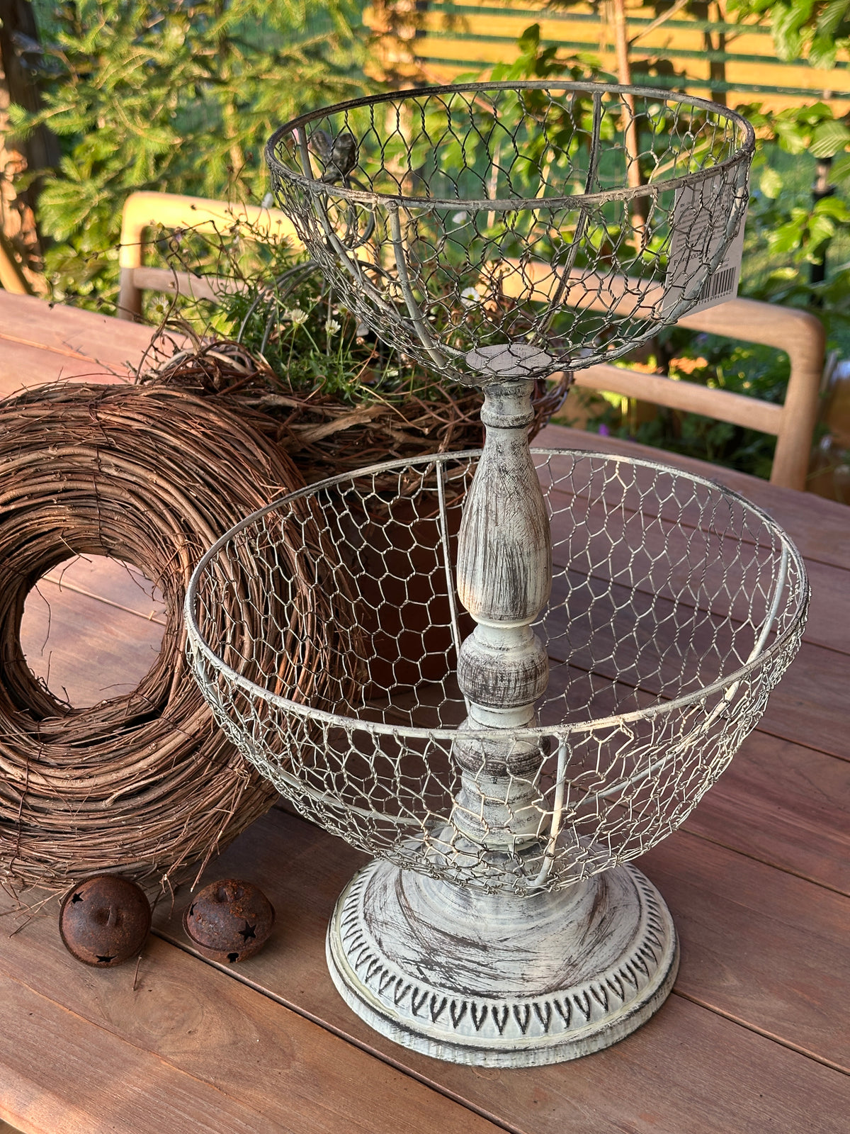 Etagere antik weiß/ grau, Metall 30x44cm