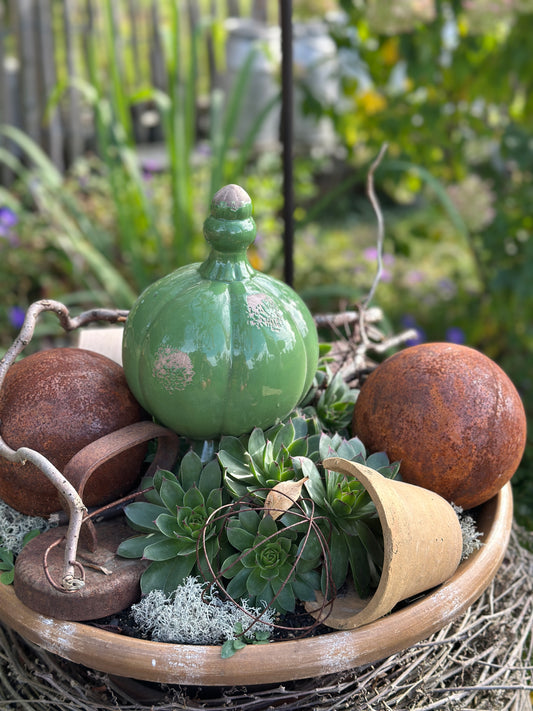 Kugel/ Deko Kugel Steingut, antikgrün