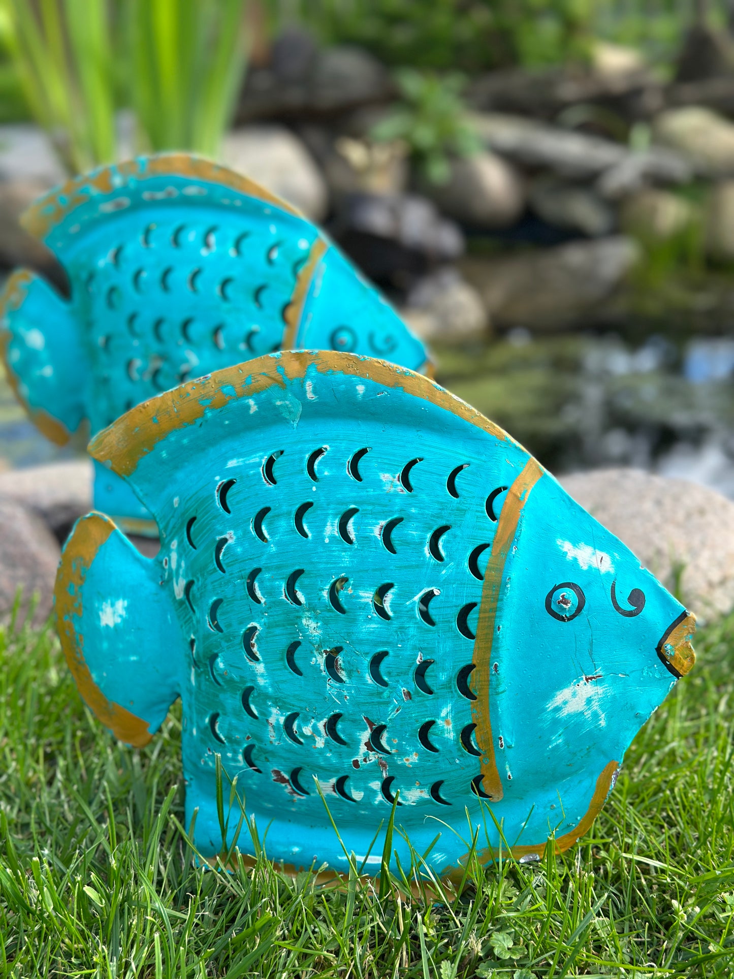 Fisch aus Metall, Kerzenhalter/ Teelicht