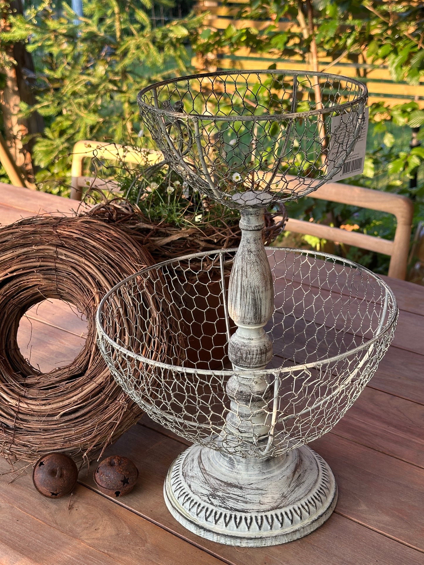 Etagere antik weiß/ grau, Metall 30x44cm