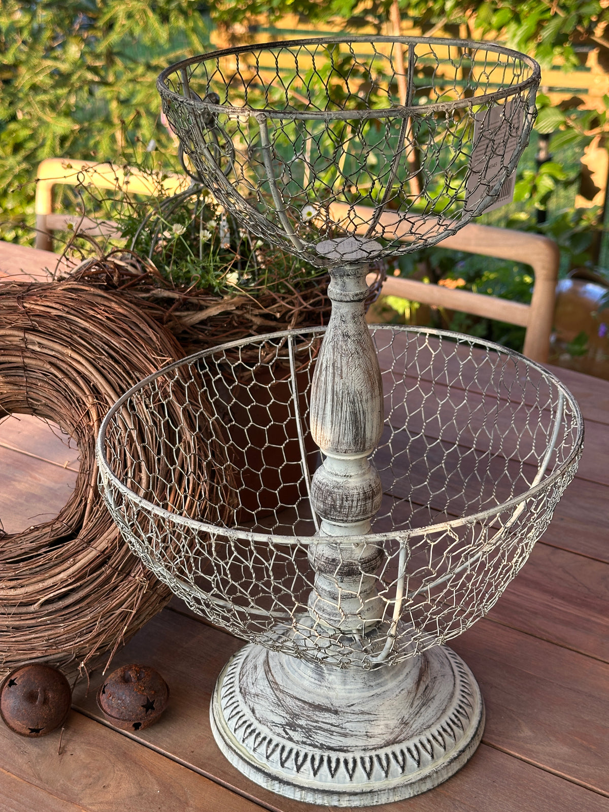 Etagere antik weiß/ grau, Metall 30x44cm
