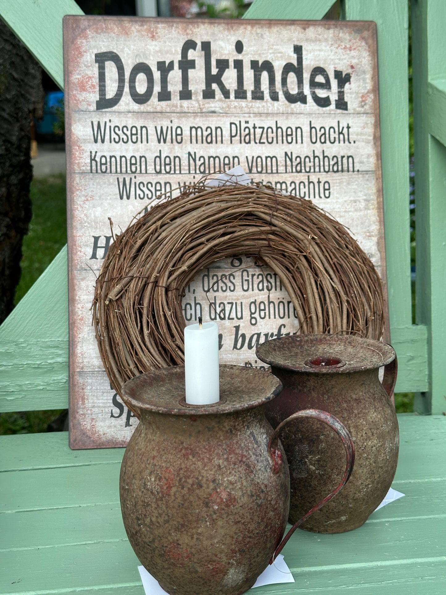 Kerzenhalter/ Krug aus Metall/ Rost ohne Kerze ohne Deko