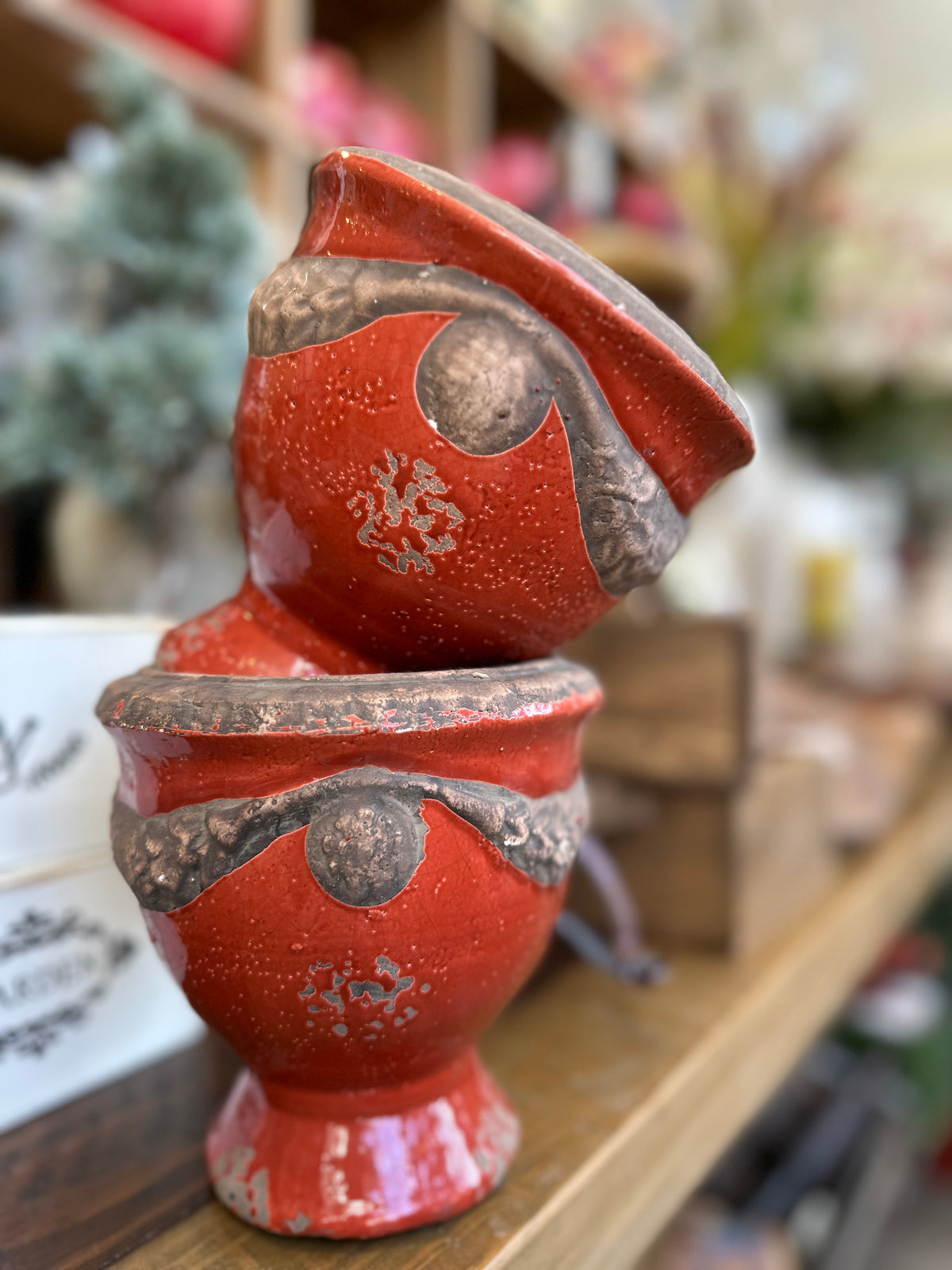 Blumentopf Terakota, antik rot glasiert