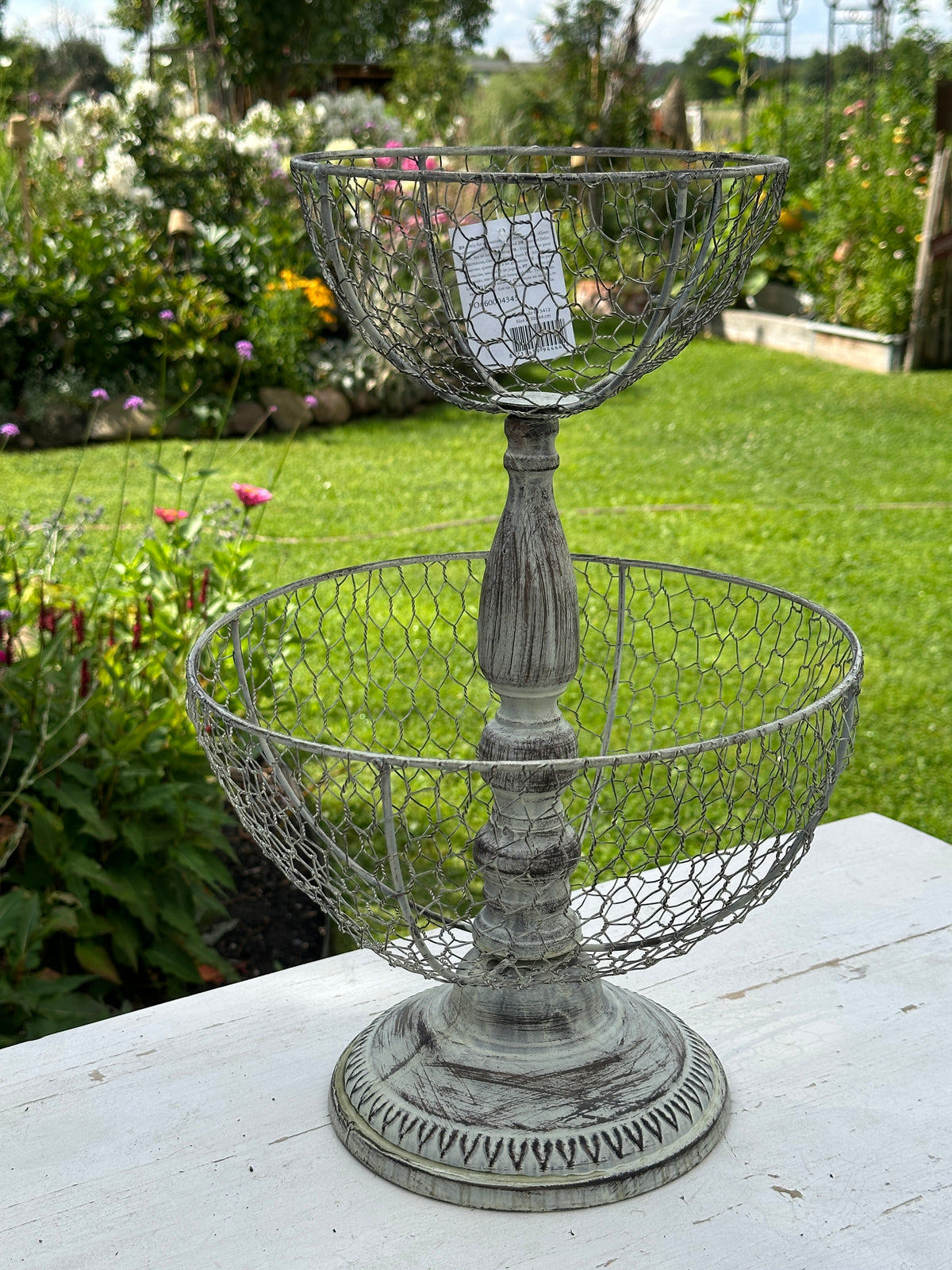 Etagere antik weiß/ grau, Metall 30x44cm