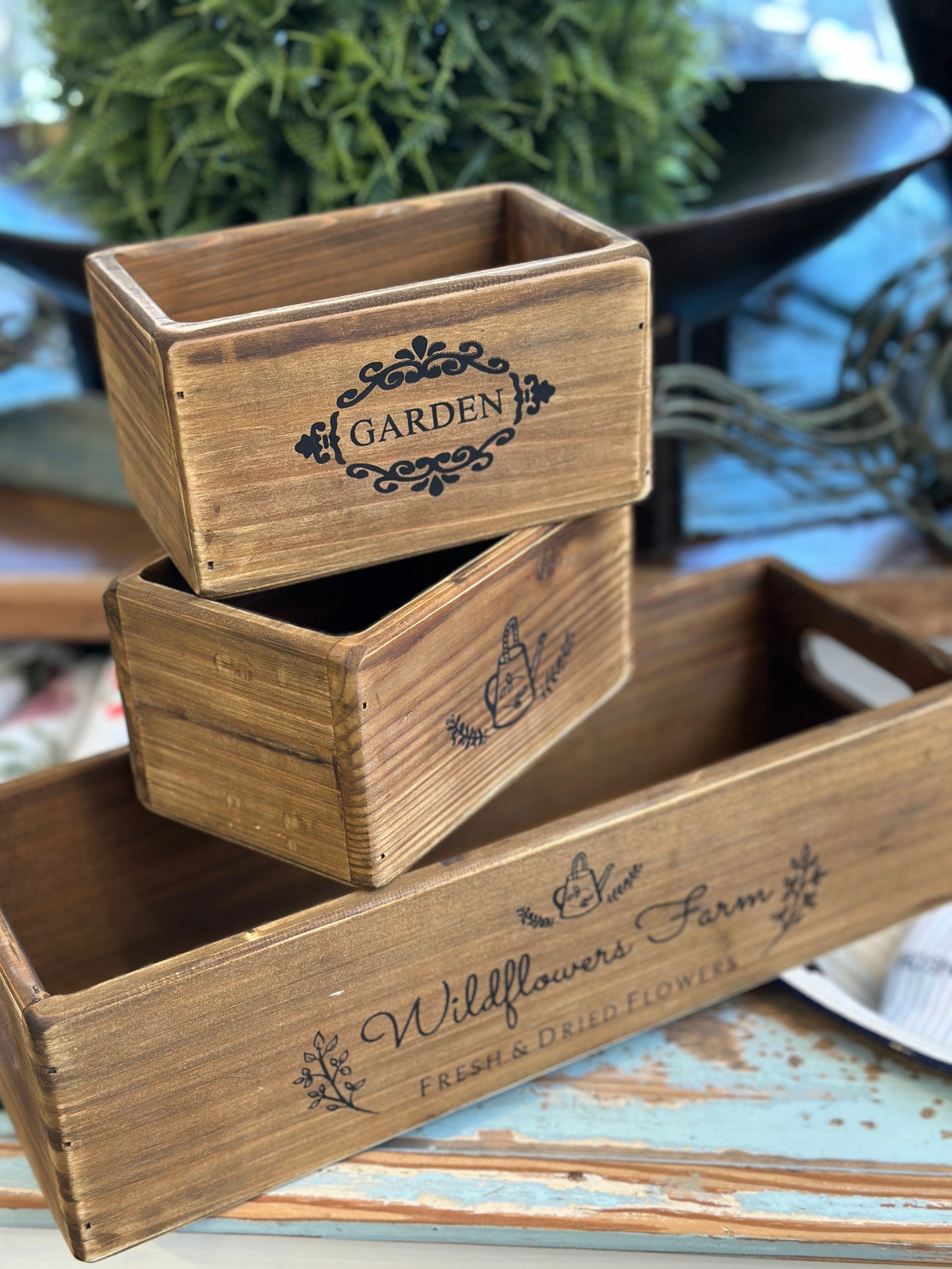 Holz- Kasten Set/3 Shabby