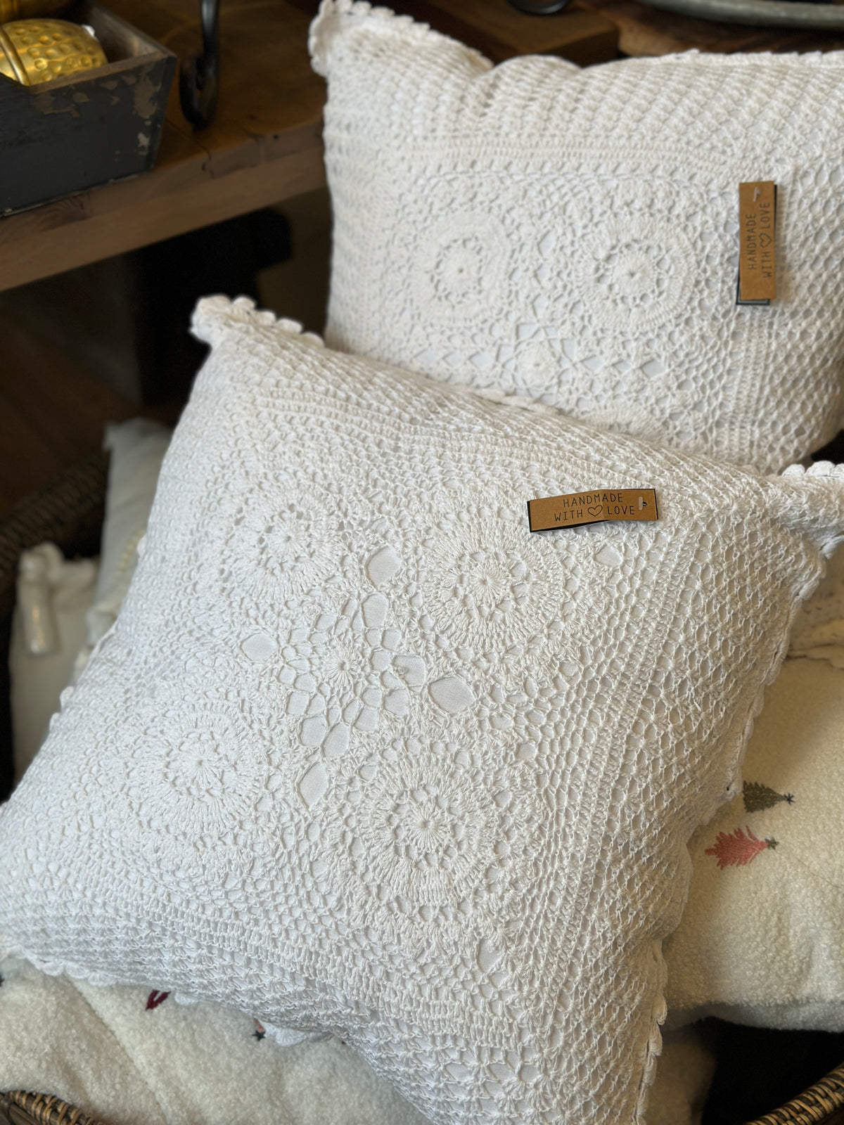 Kissen Handmade mit einem Reißverschluss, weiß
