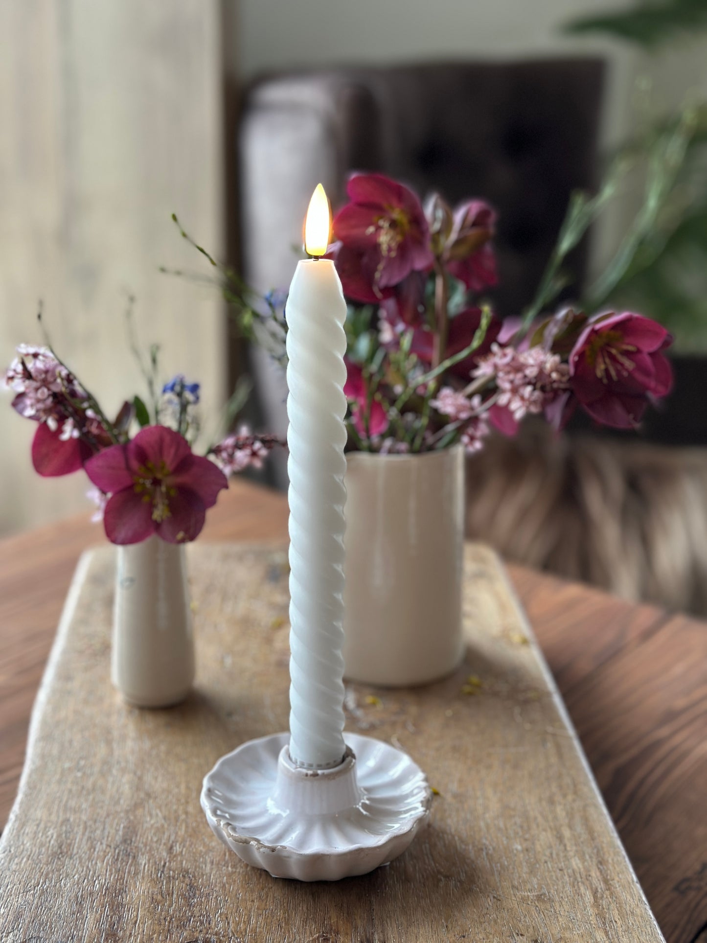 Kerzenhalter rund, Shabby aus Keramik