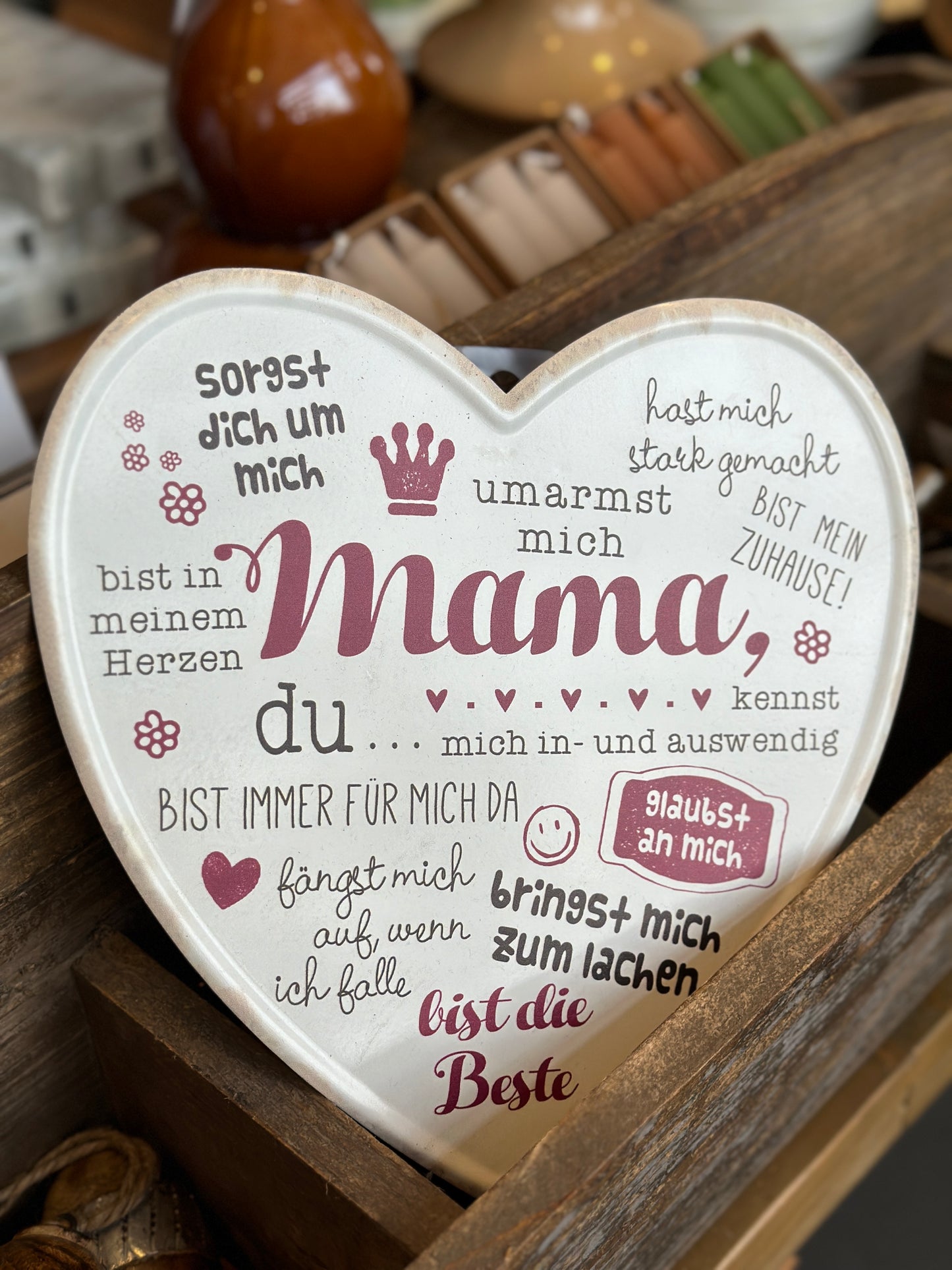Schild aus Blech Herz/ Mama