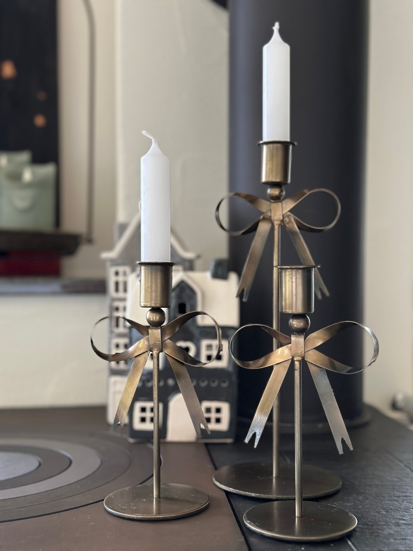 Kerzenhalter / Kerzenständer mit Schleife, groß