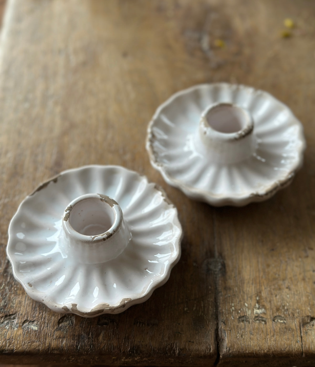 Kerzenhalter rund, Shabby aus Keramik