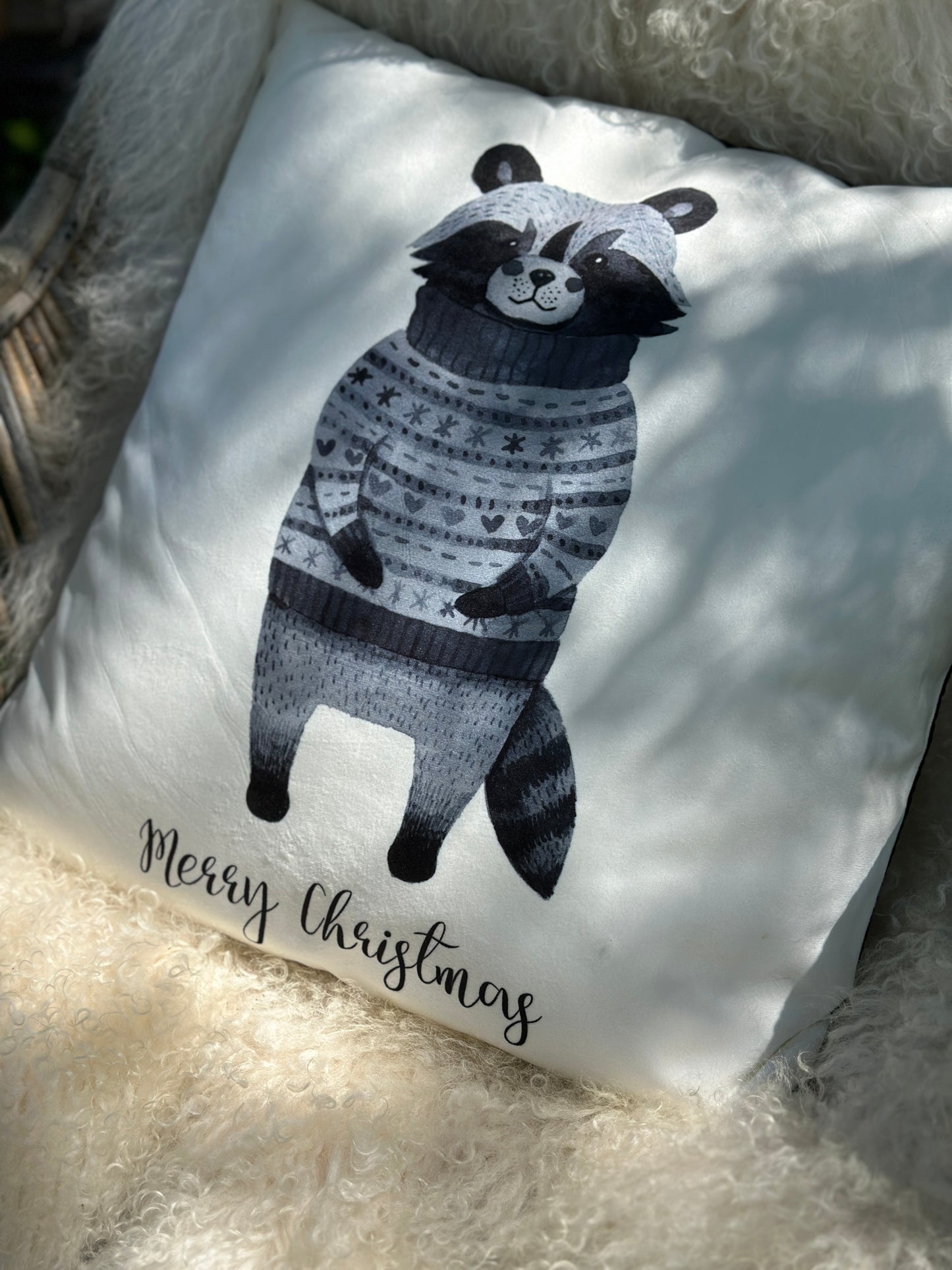 Kissen Waschbär 45x45cm.