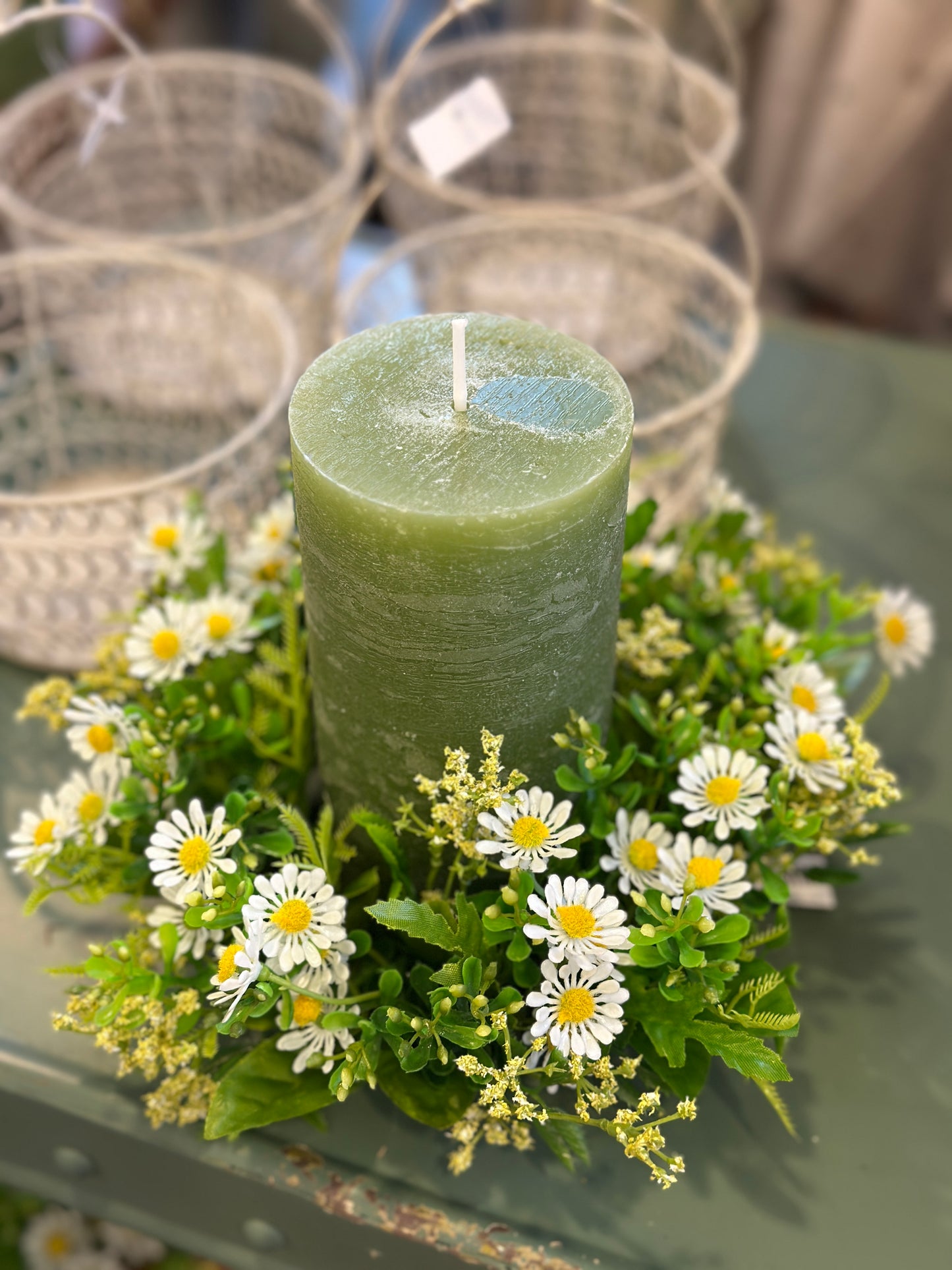 Kränzchen weiß-grün, künstlich