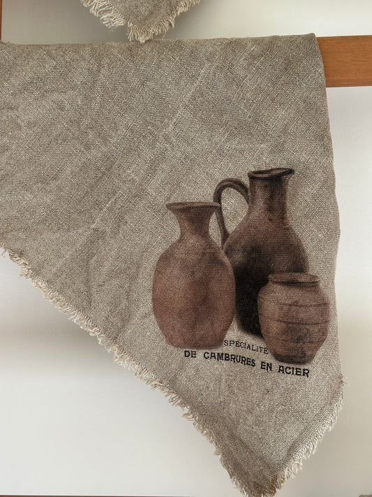 Deckchen/ Deko Tuch, Shabby, alle Seiten mit Fransen versehen.