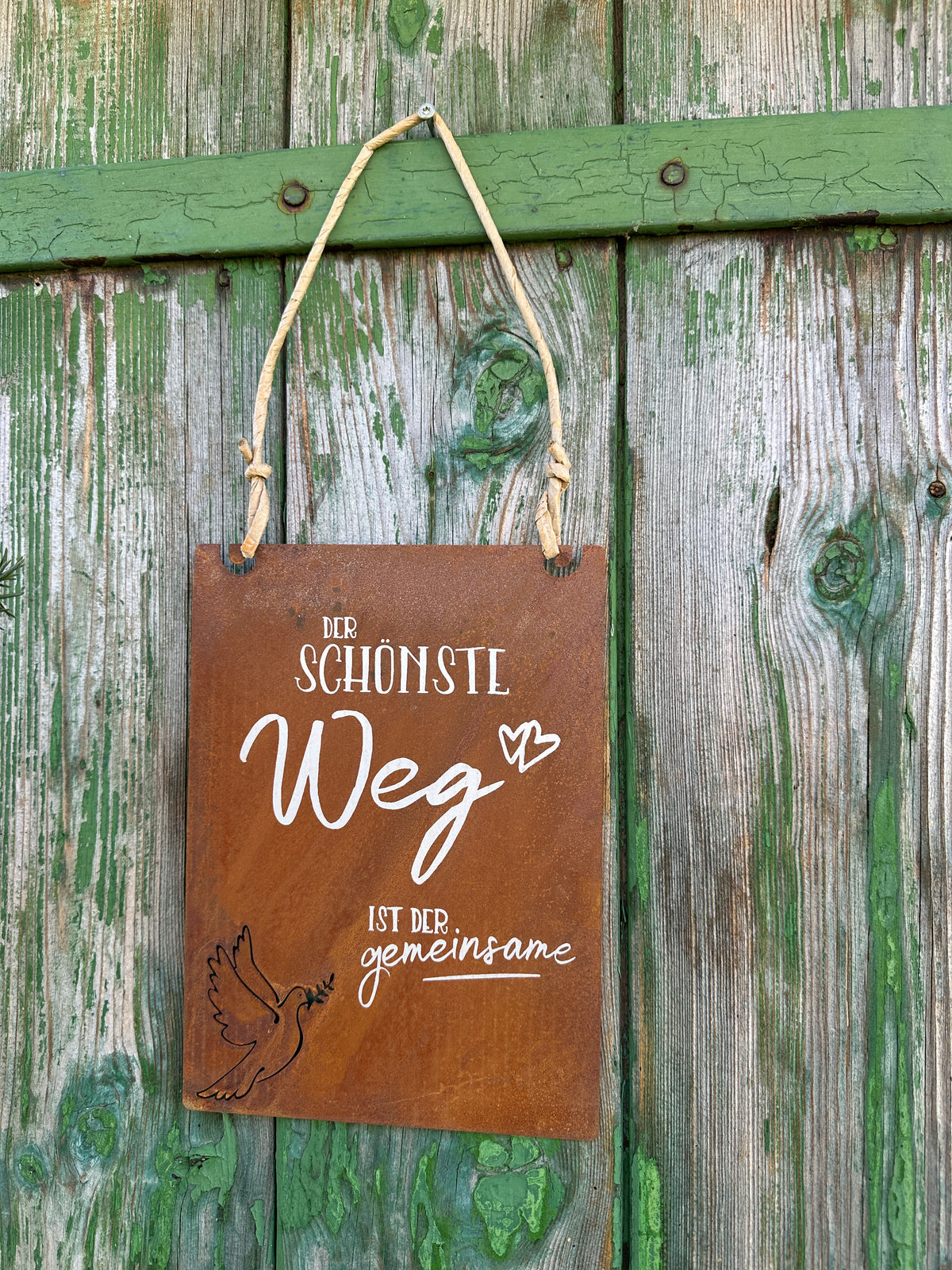 Tafel mit Kordel & Beschriftung 25x18cm. Der Schönste Weg ist der gemeinsame