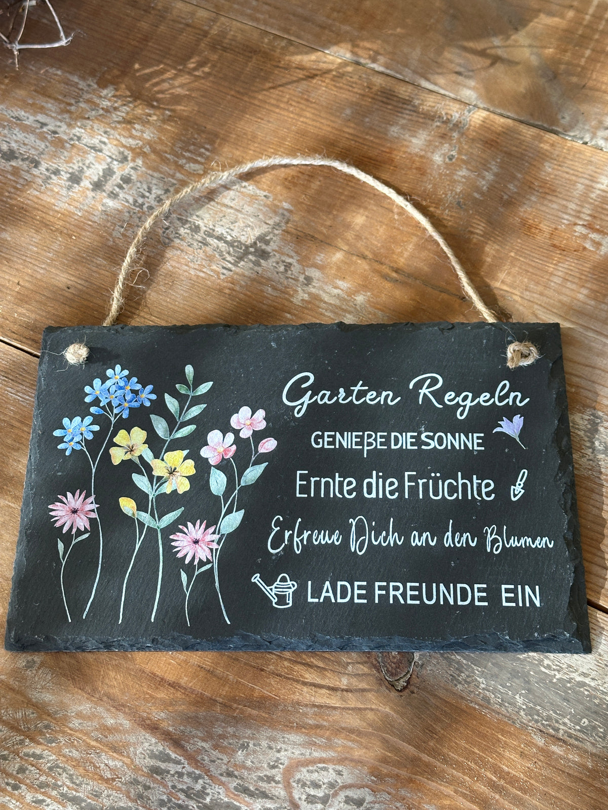 Schild rechteckig zum hängen. 26x16cm. Schiefer