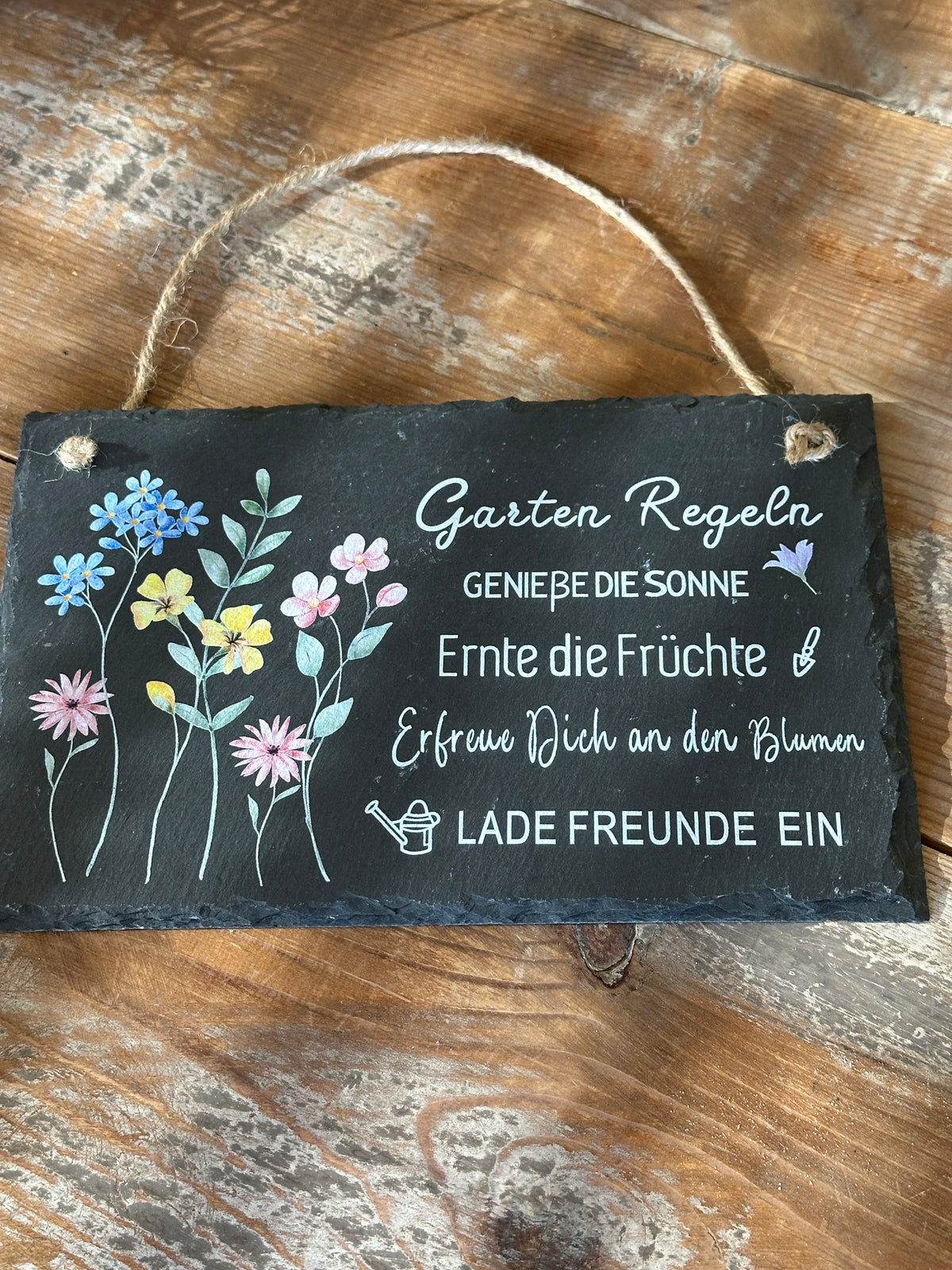 Schild rechteckig zum hängen. 26x16cm. Schiefer