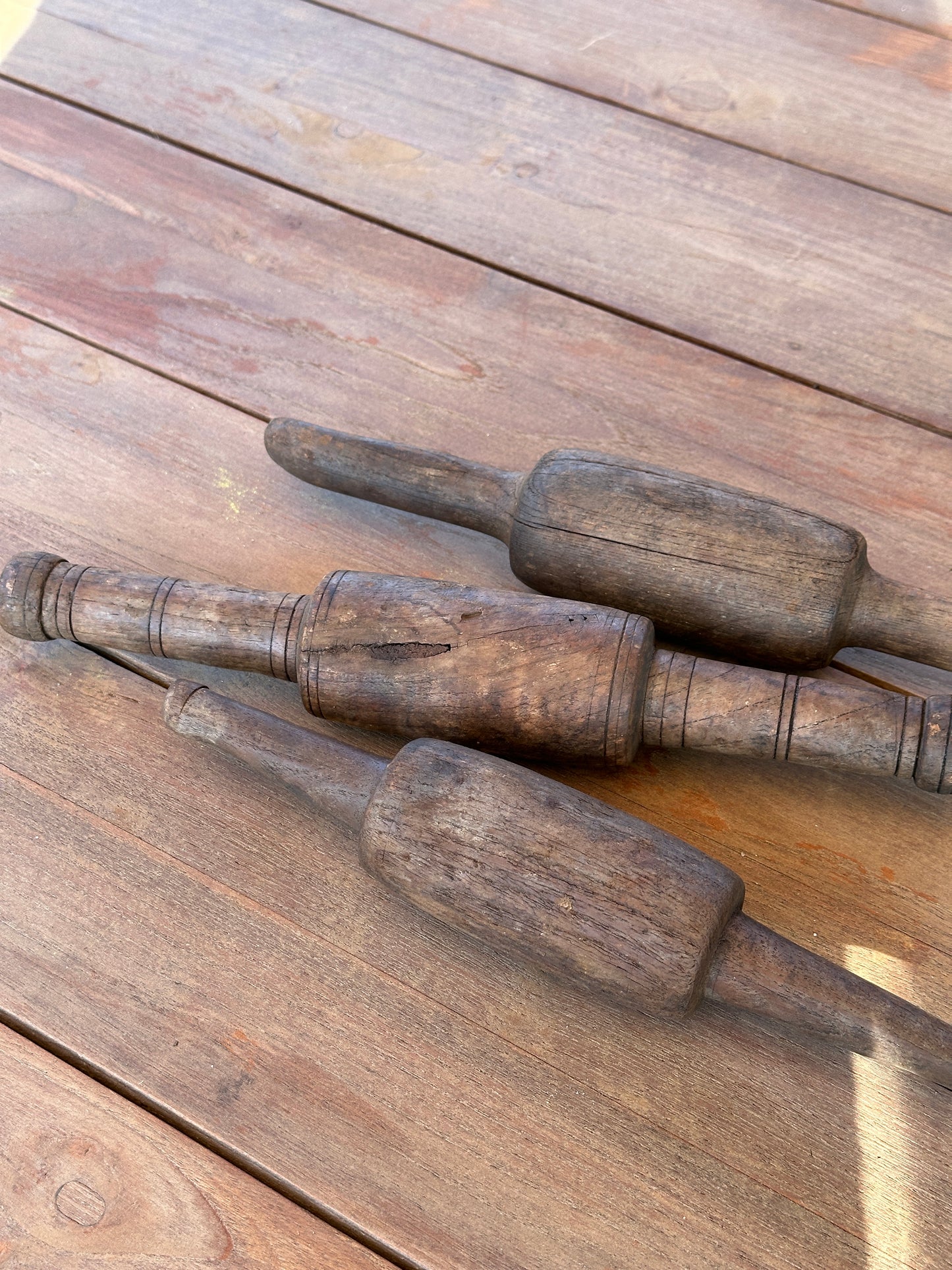 Alte Holz Spindel, jedes Teil ein Unikat.