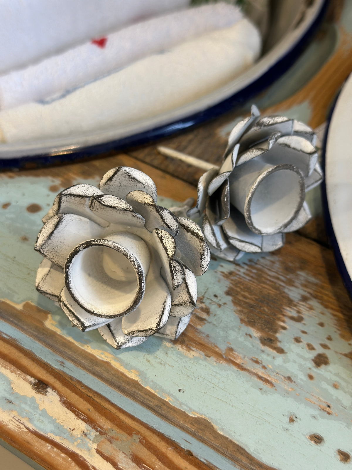 Blume/ Kerzenstecker Shabby aus Metall