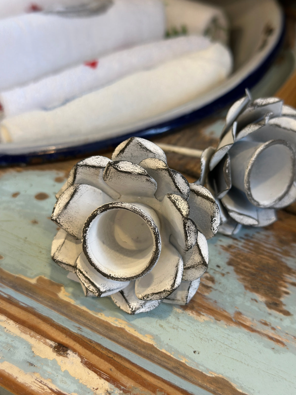 Blume/ Kerzenstecker Shabby aus Metall
