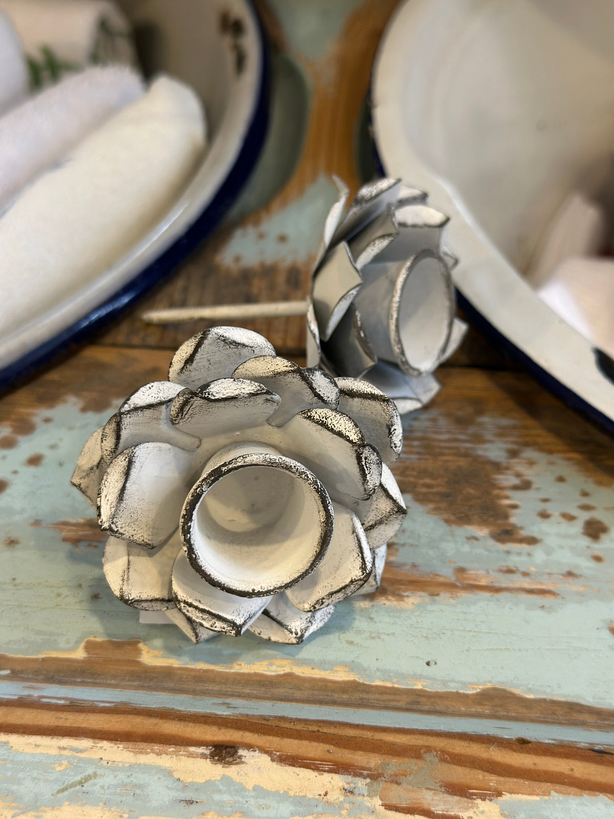 Blume/ Kerzenstecker Shabby aus Metall