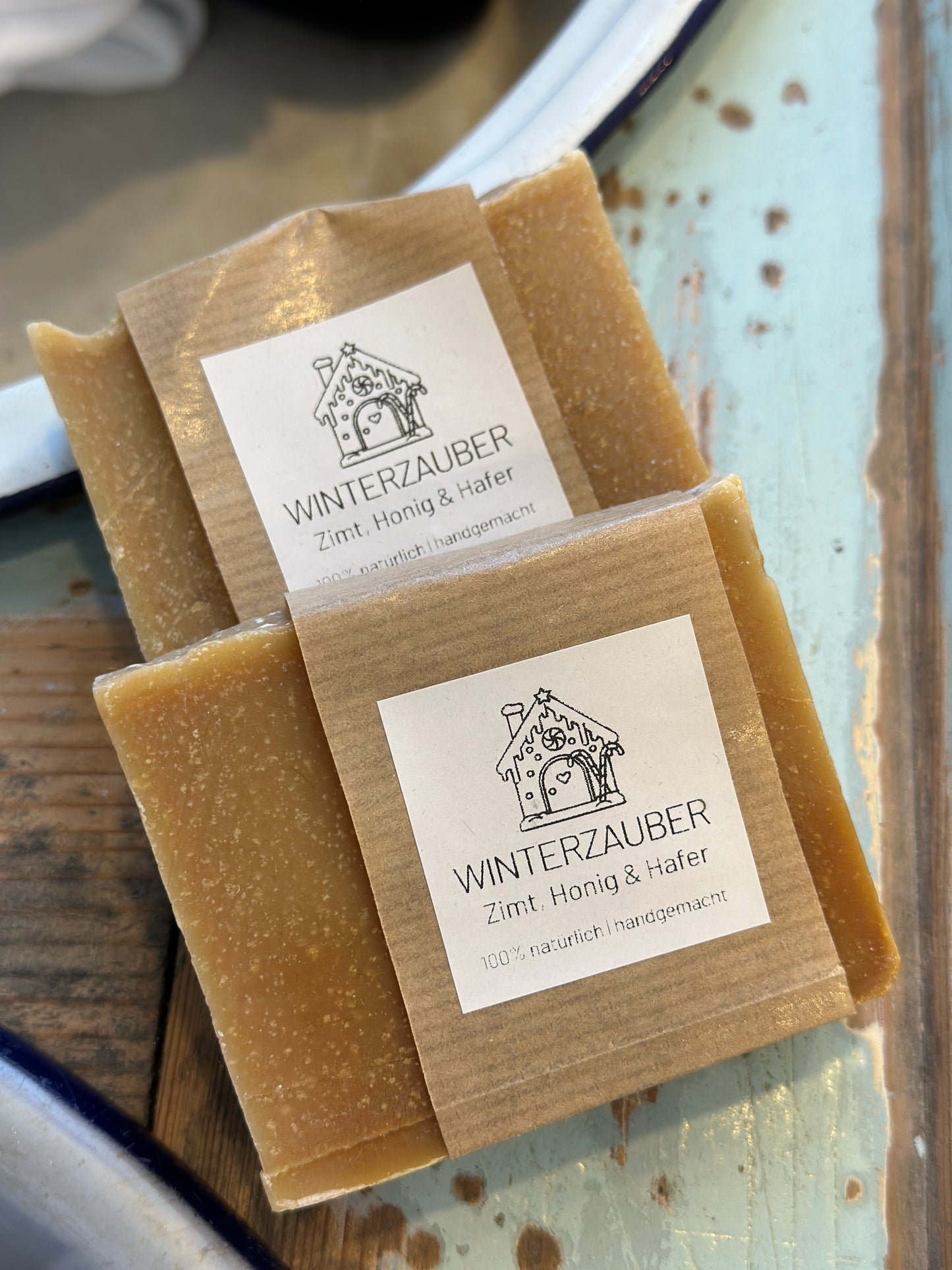 Seife Winterzauber Naturseife, Zimt, Honig & Hafer 100% natürliche, handgemachte Naturseife