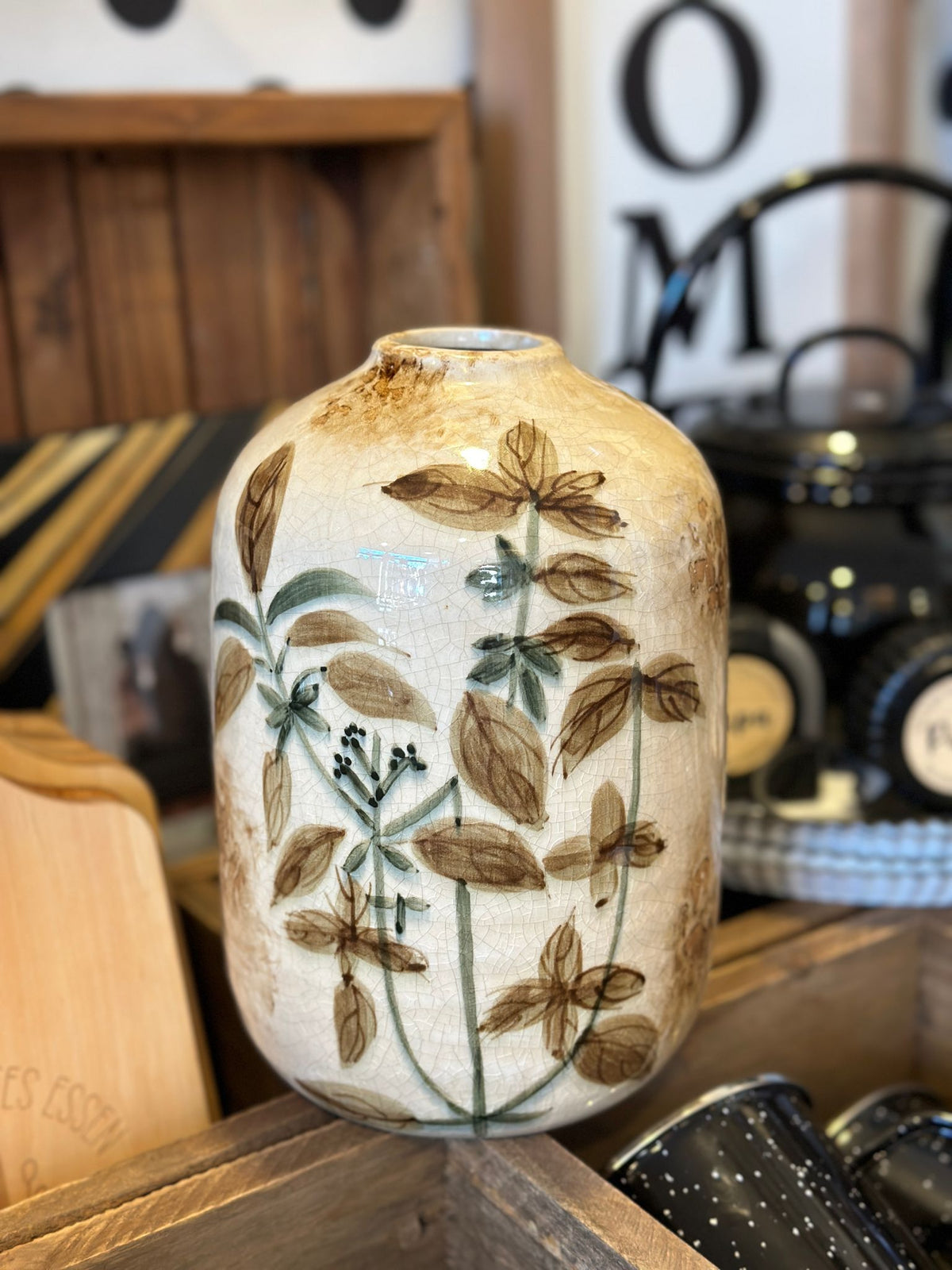 Blumenvase, Vase Keramik mit einem floralen Muster.
